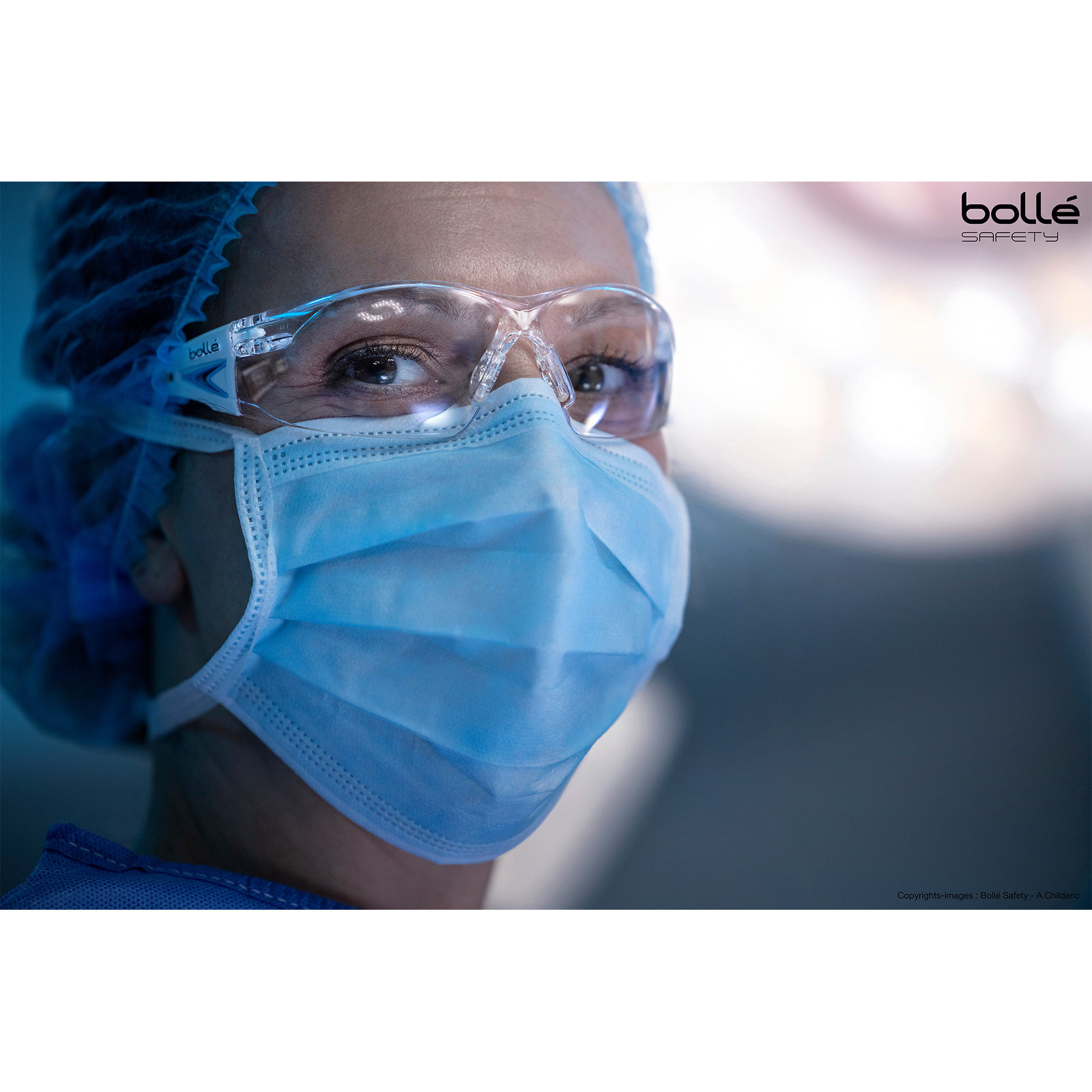 Lunette incolore monture bleu/blanche RUSH+ BOLLÉ SAFETY - PSSRUSP085