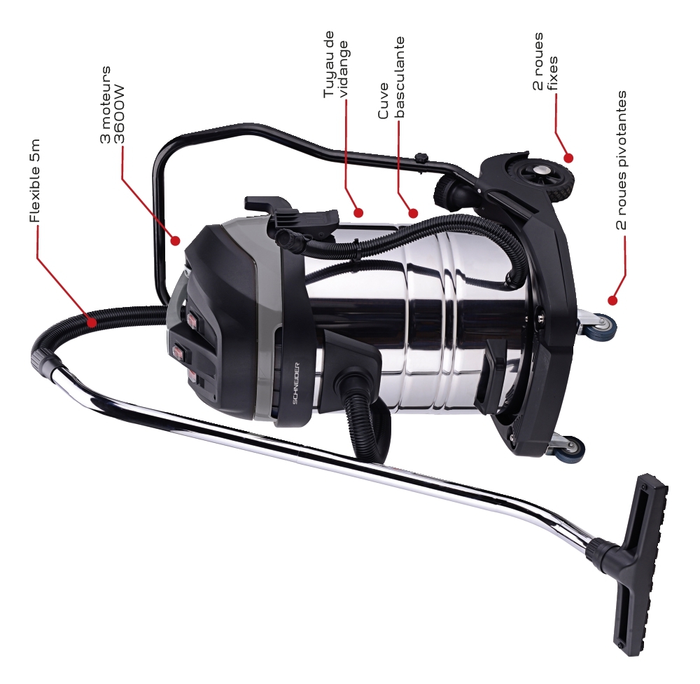 Aspirateur eaux et poussières 80l 230v 3 SCHNEIDER - 50008