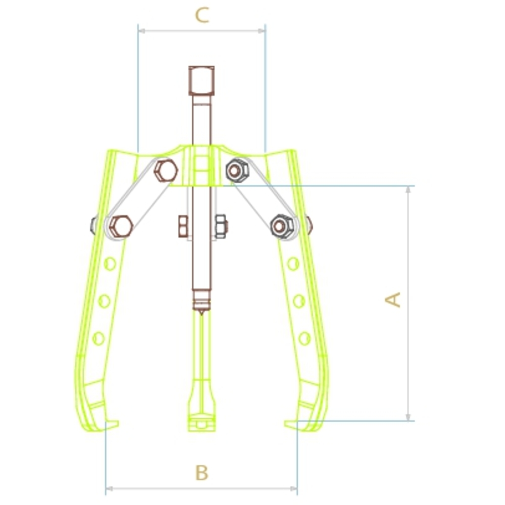 Extracteur combiné 2 ou 3 griffes 220mm 4 positions 4T DRAKKAR - 09496