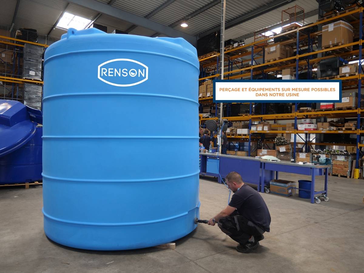 CUVE STOCKAGE VERTICALE BLEUE EN PE 5000L - RENSON - 100993
