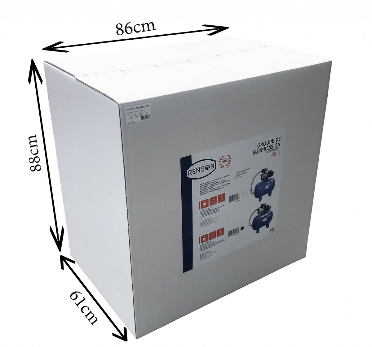 GROUPE DE SURPRESSION 80L POMPE 1,1KW 230V - RENSON - 103460