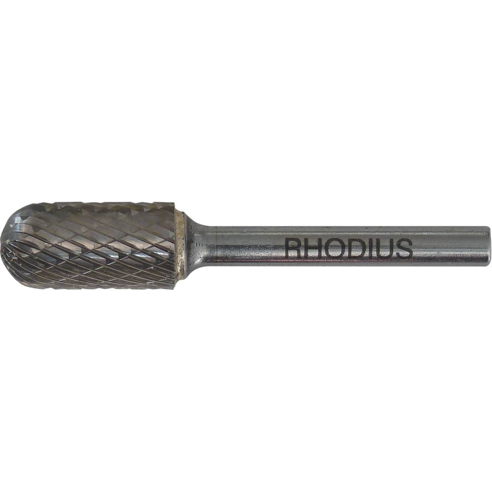 Fraise métallique cylindrique à bout arrondi sur tige 6mm RHODIUS - 15415