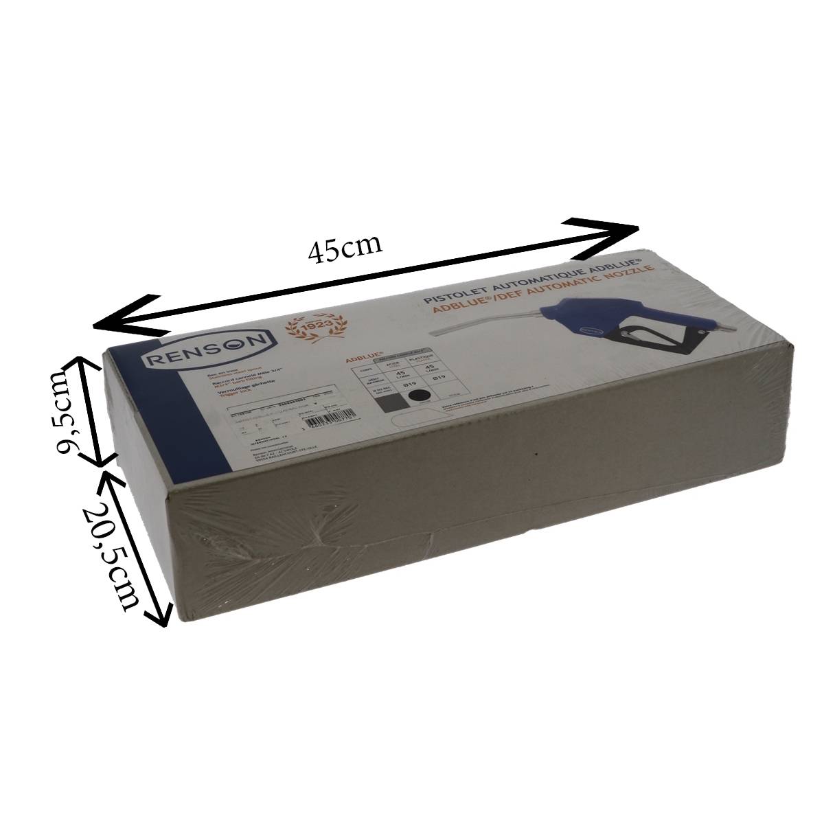 PISTOLET AUTO ADBLUE 45L/M CORPS ACIER CANNELE INOX Ø19MM - RENSON - 159109