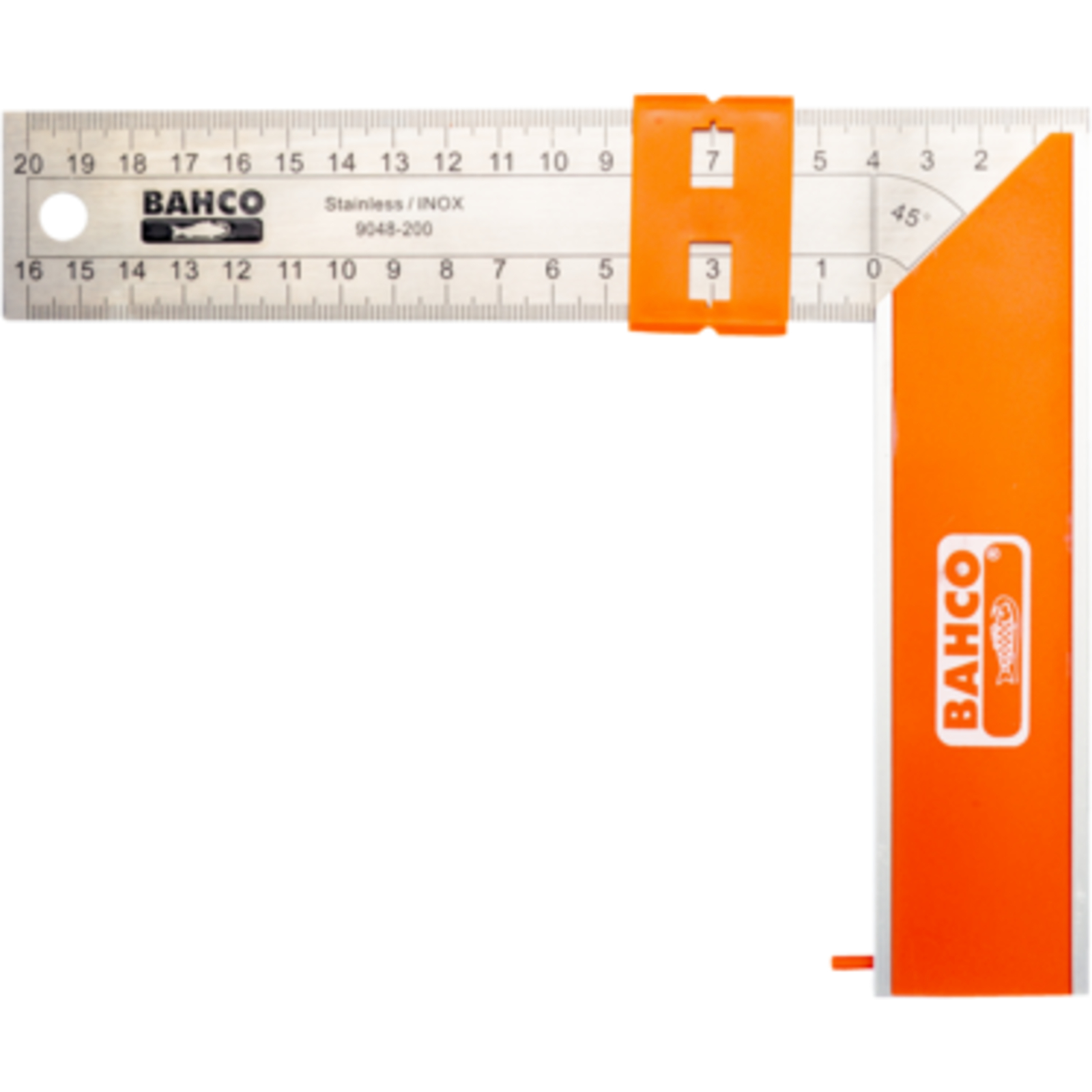 Équerre de charpentier 200 mm lame inox marqueur coulissant BAHCO - 9048-200