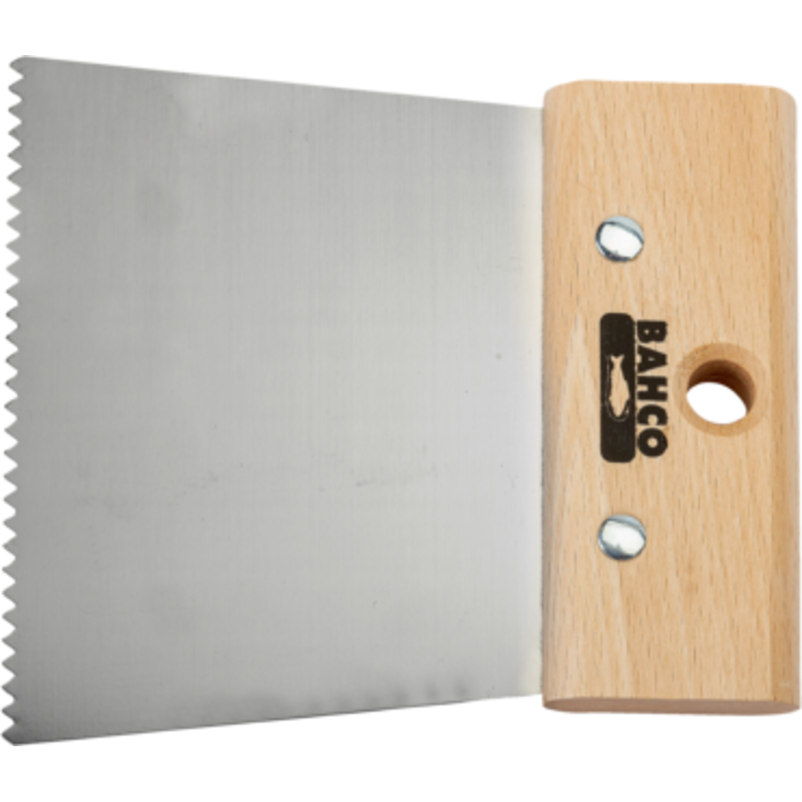 Spatule à encoller denture triangulaire 130 x 120 mm manche bois avec trou BAHCO - 221201200