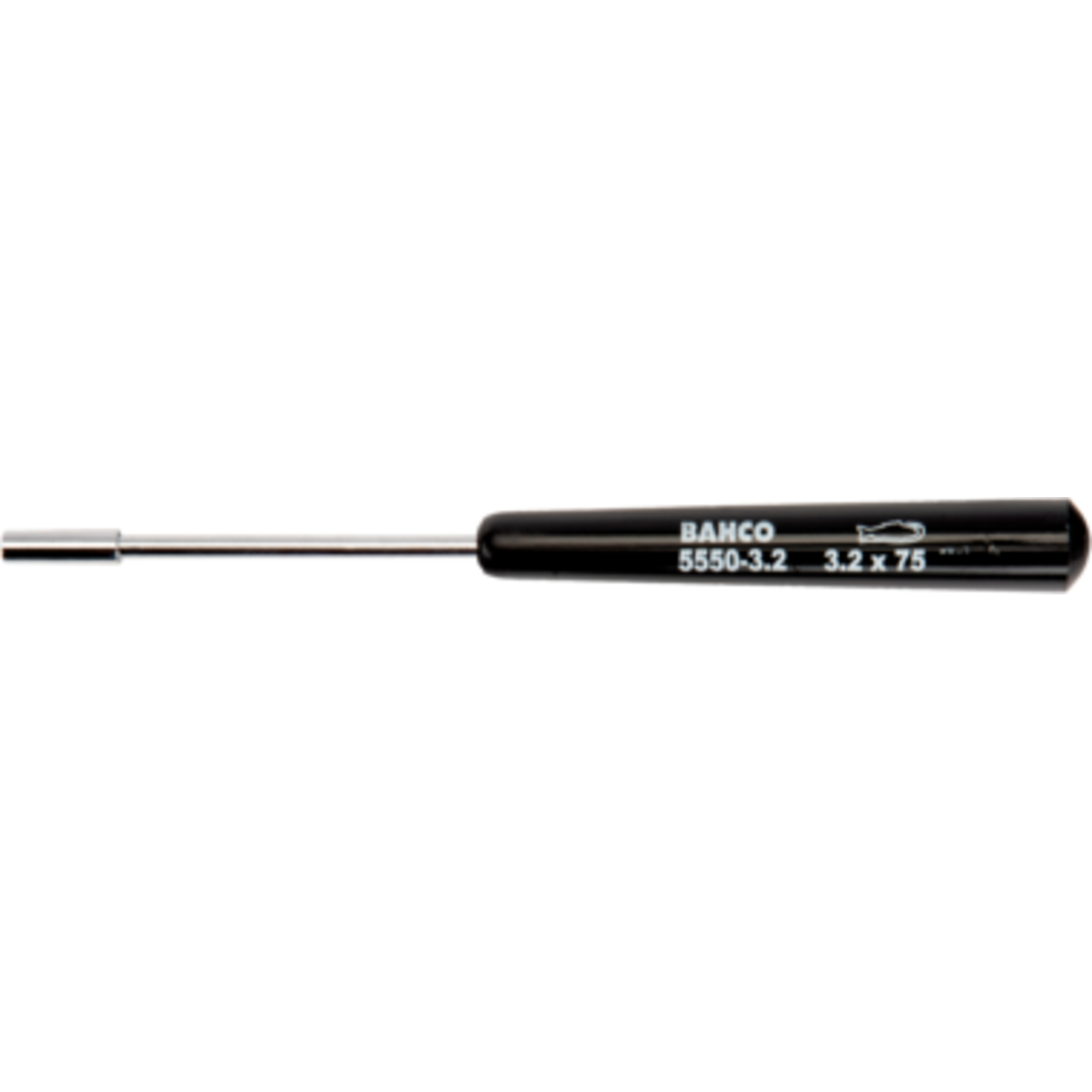 Tournevis d'ajustage lame 75 mm 3,2 mm avec manchon-guide BAHCO - 5550-3.2