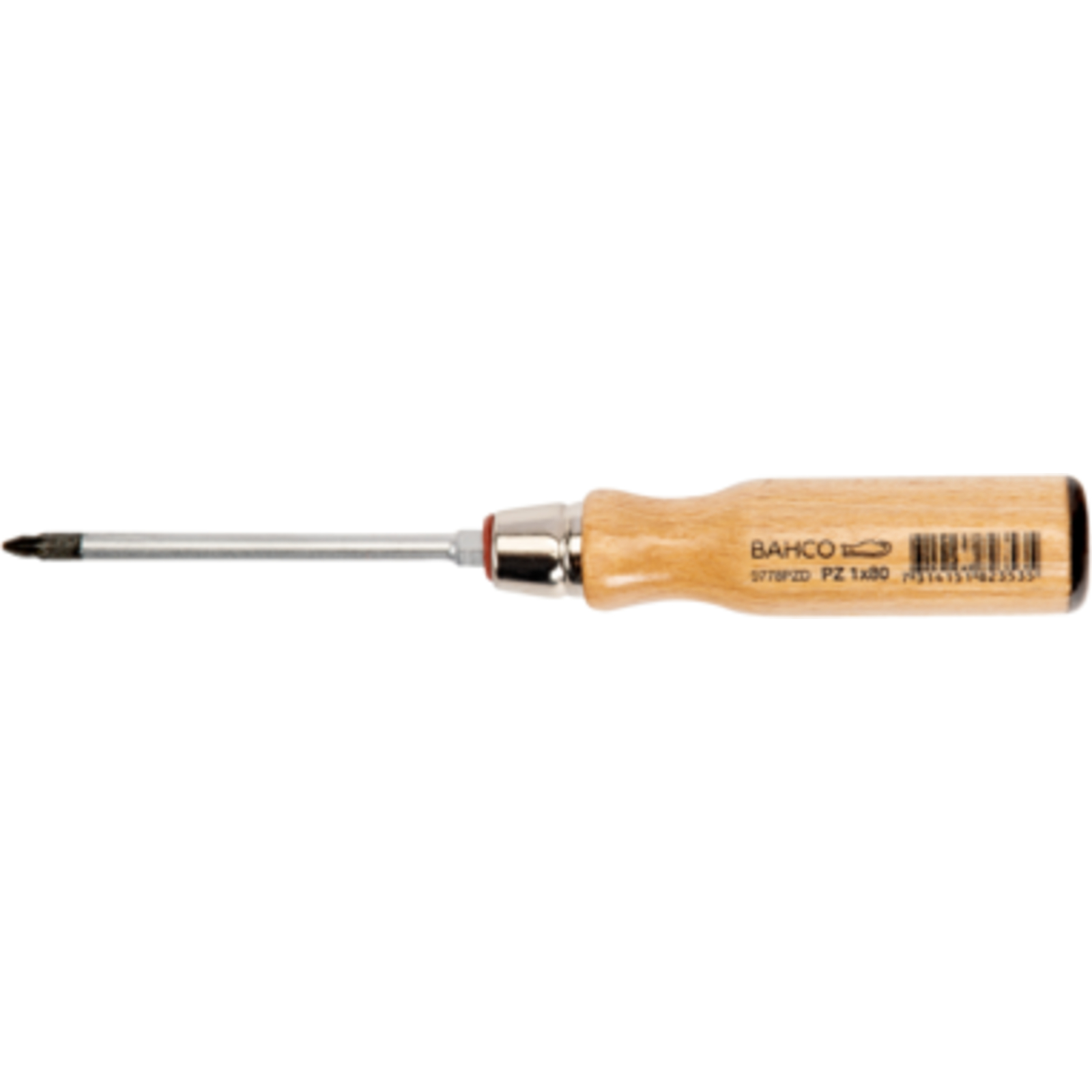 Tournevis Pozidriv PZ1 80 mm poignée bois verni collier 6 pans BAHCO - 9778PZD-1