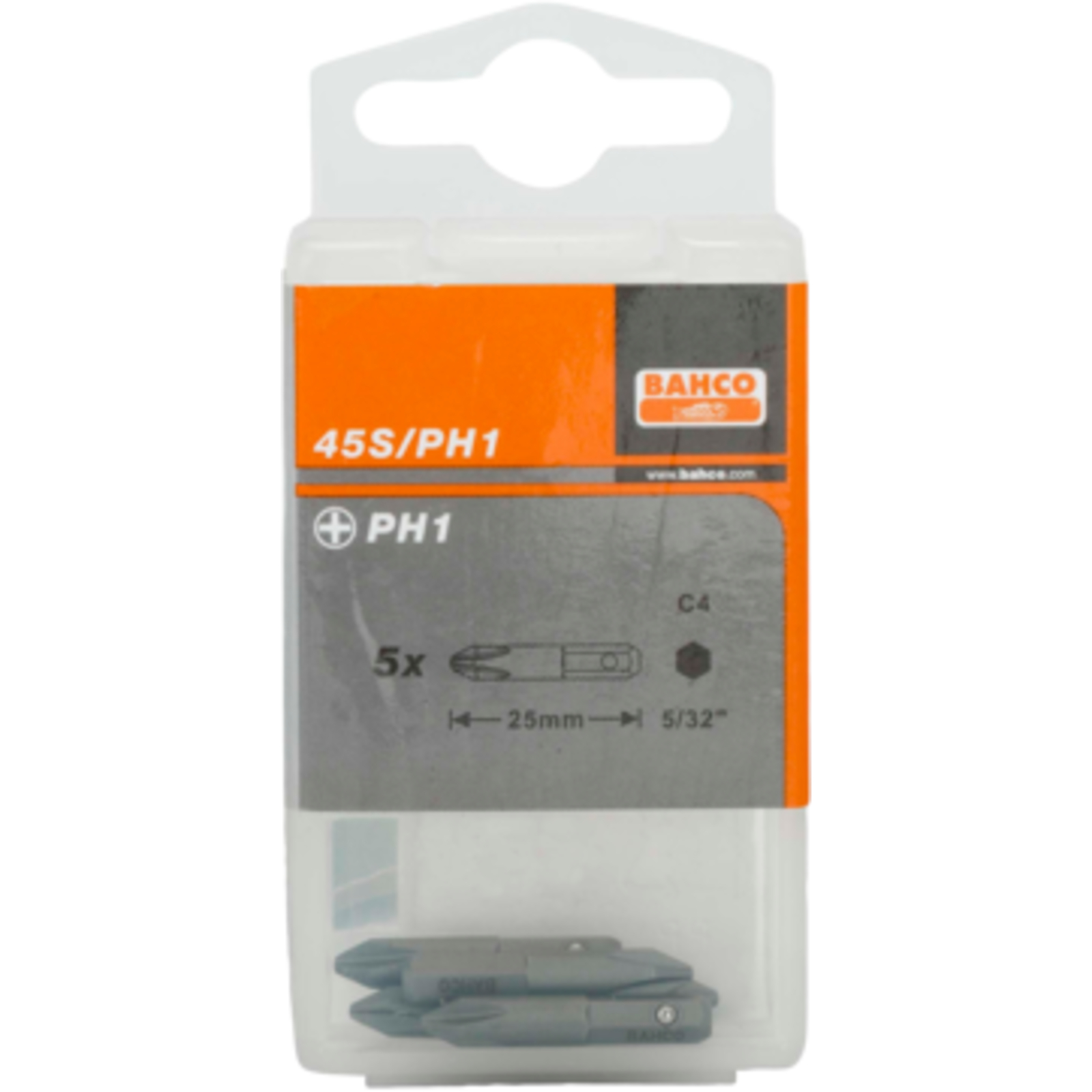 Embout tournevis Phillips PH1 25 mm 5 pièces boîte plastique BAHCO - 45S/PH1