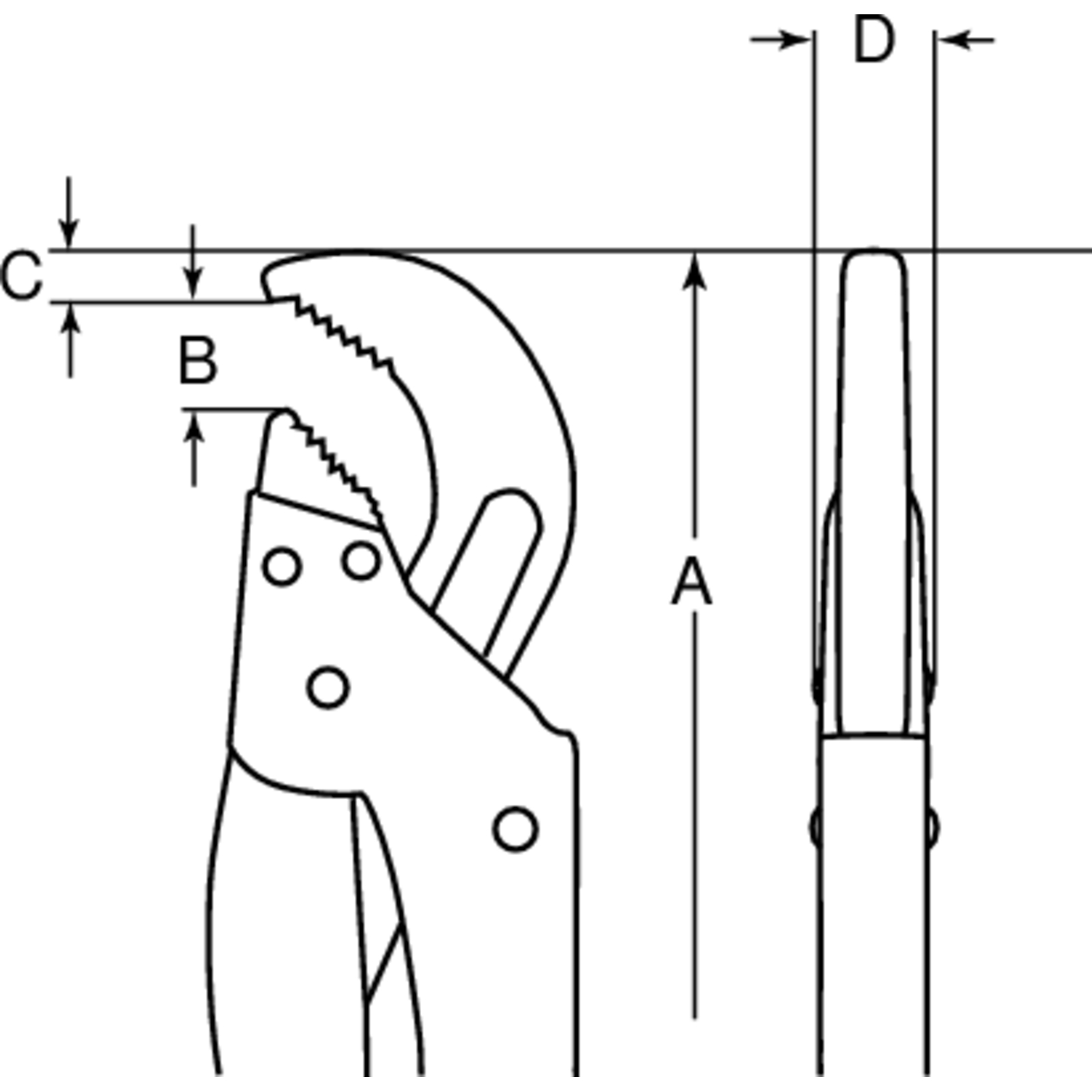 Clé serre-tubes tête inclinée 320 mm pour tubes 1