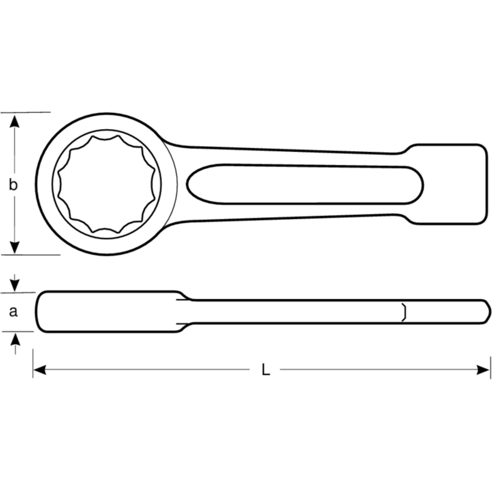 Clé à fourche à frapper 105 mm 420 mm profil 12 pans BAHCO - 7444SG-M-105