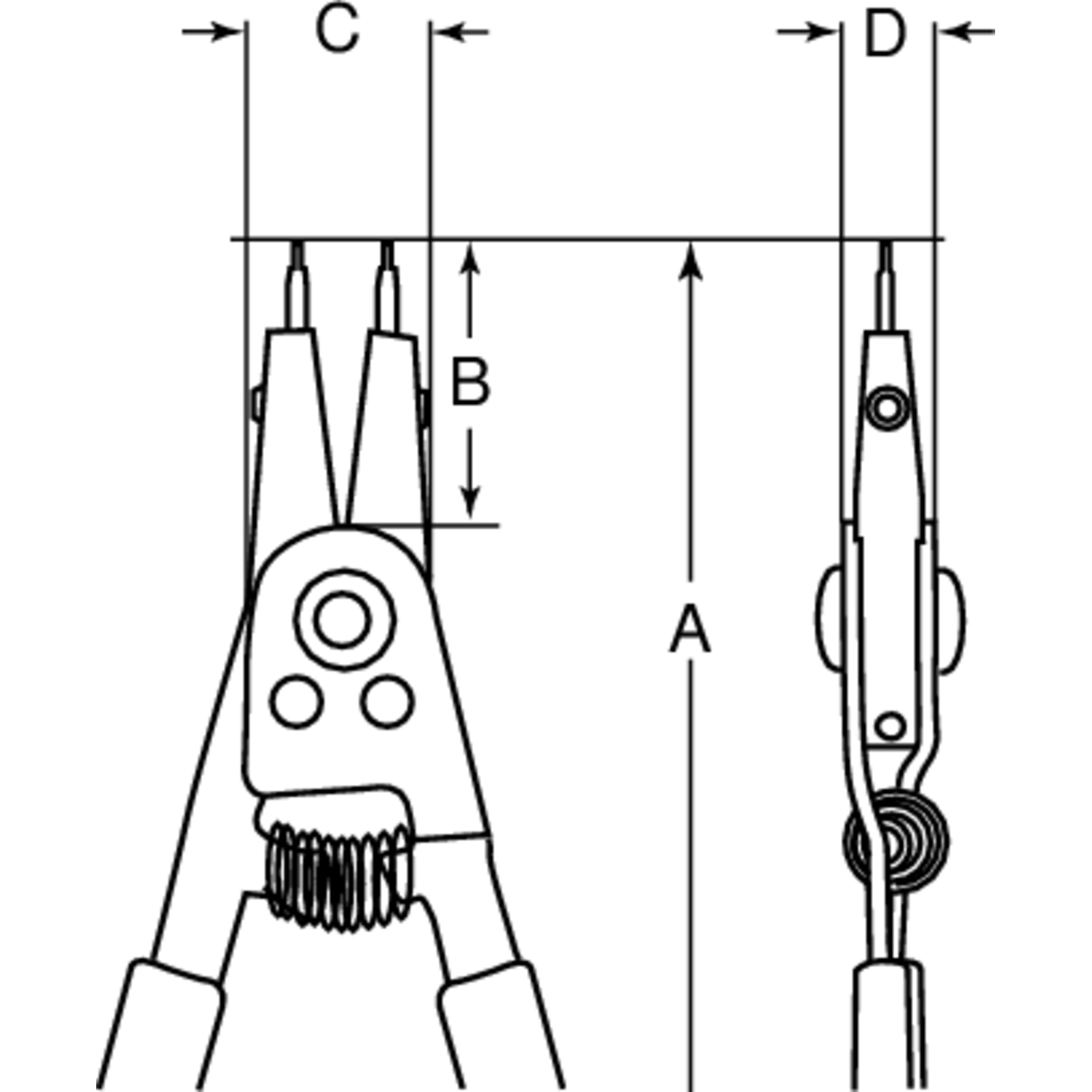 Pinces à circlips réversibles intérieurs et extérieurs 160 mm avec embouts interchangeables BAHCO - 2928-160