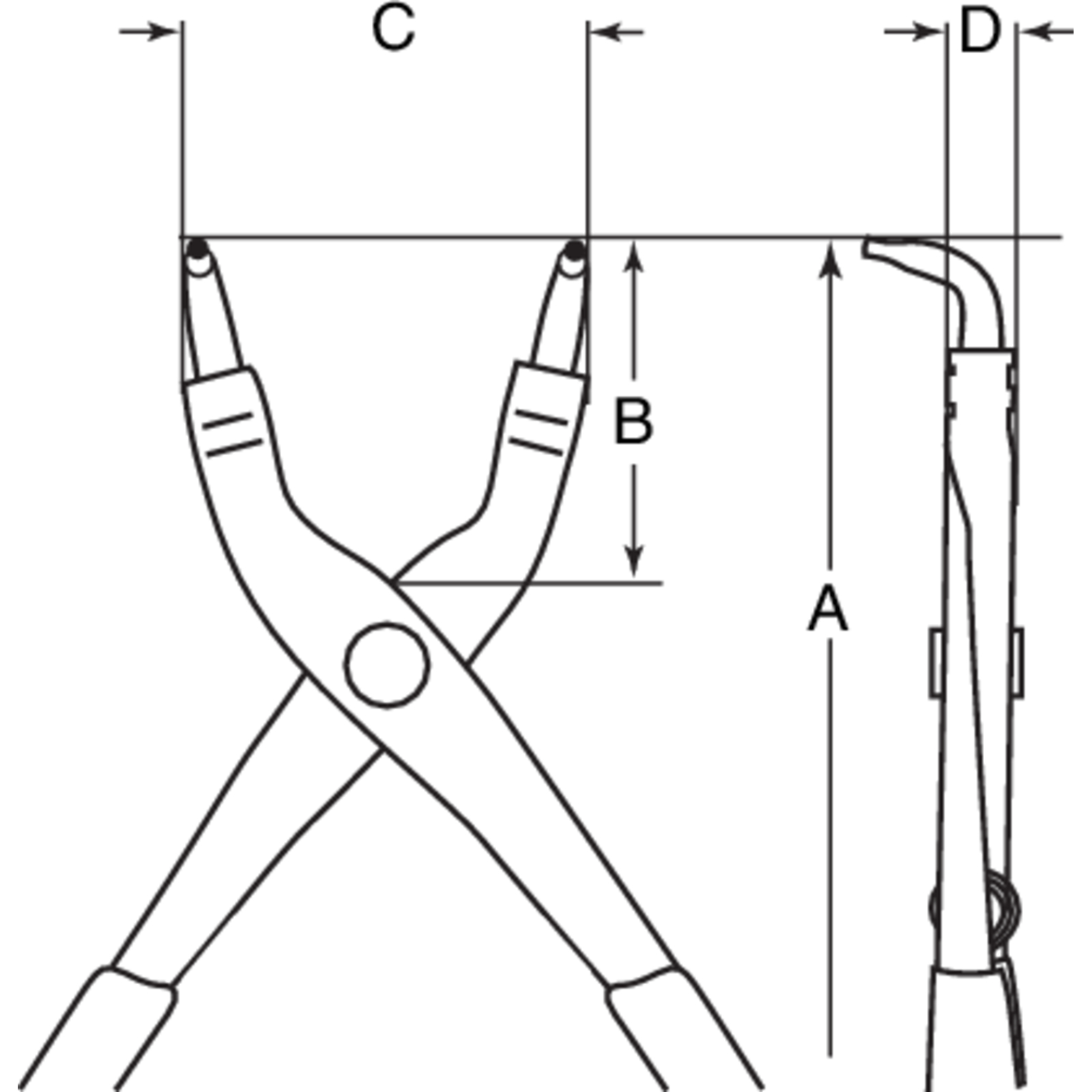 Pince à circlips intérieurs bec courbé 90° 127 mm finition phosphatée BAHCO - 2890-125