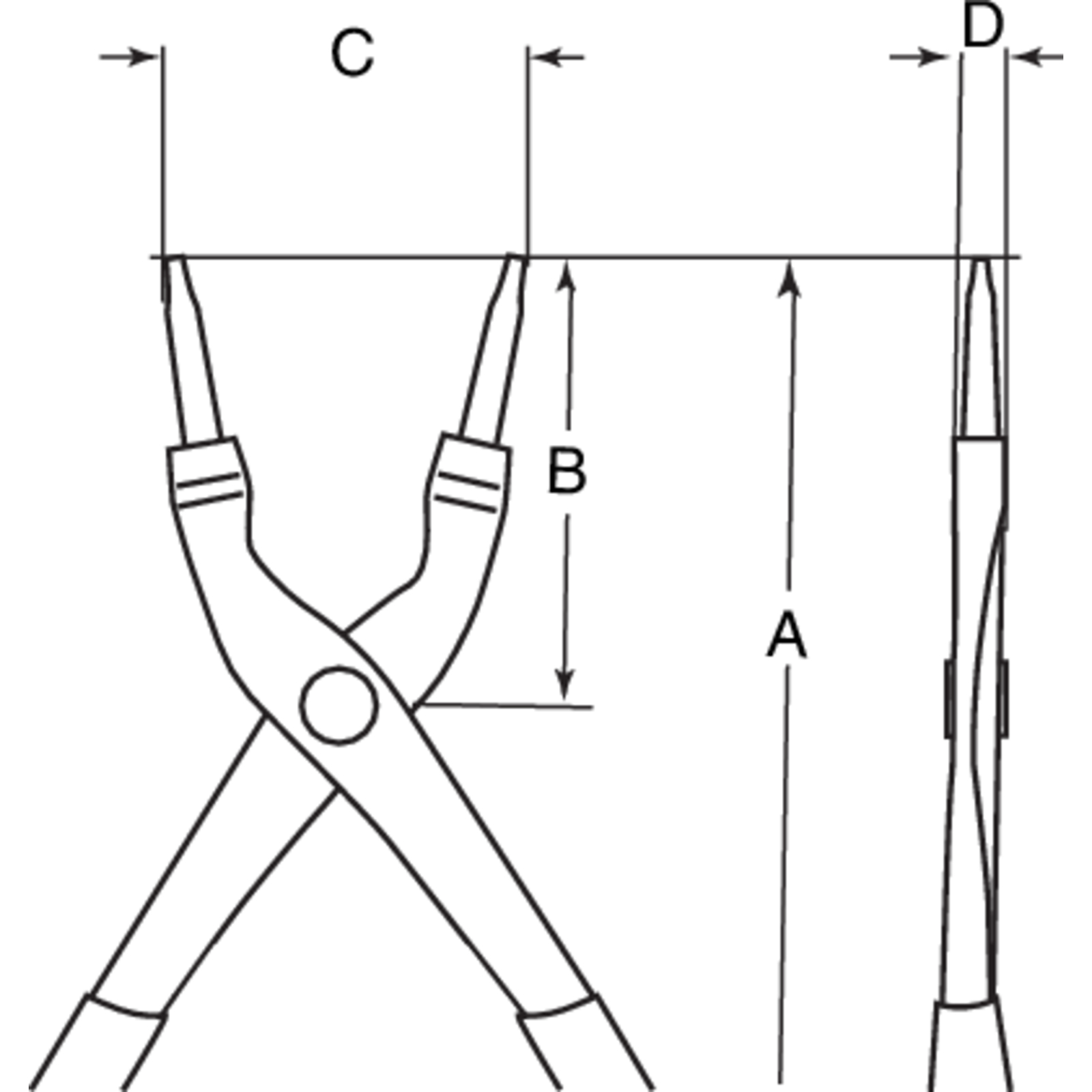 Pince à circlips intérieurs bec droit 140 mm finition phosphatée BAHCO - 2800-140