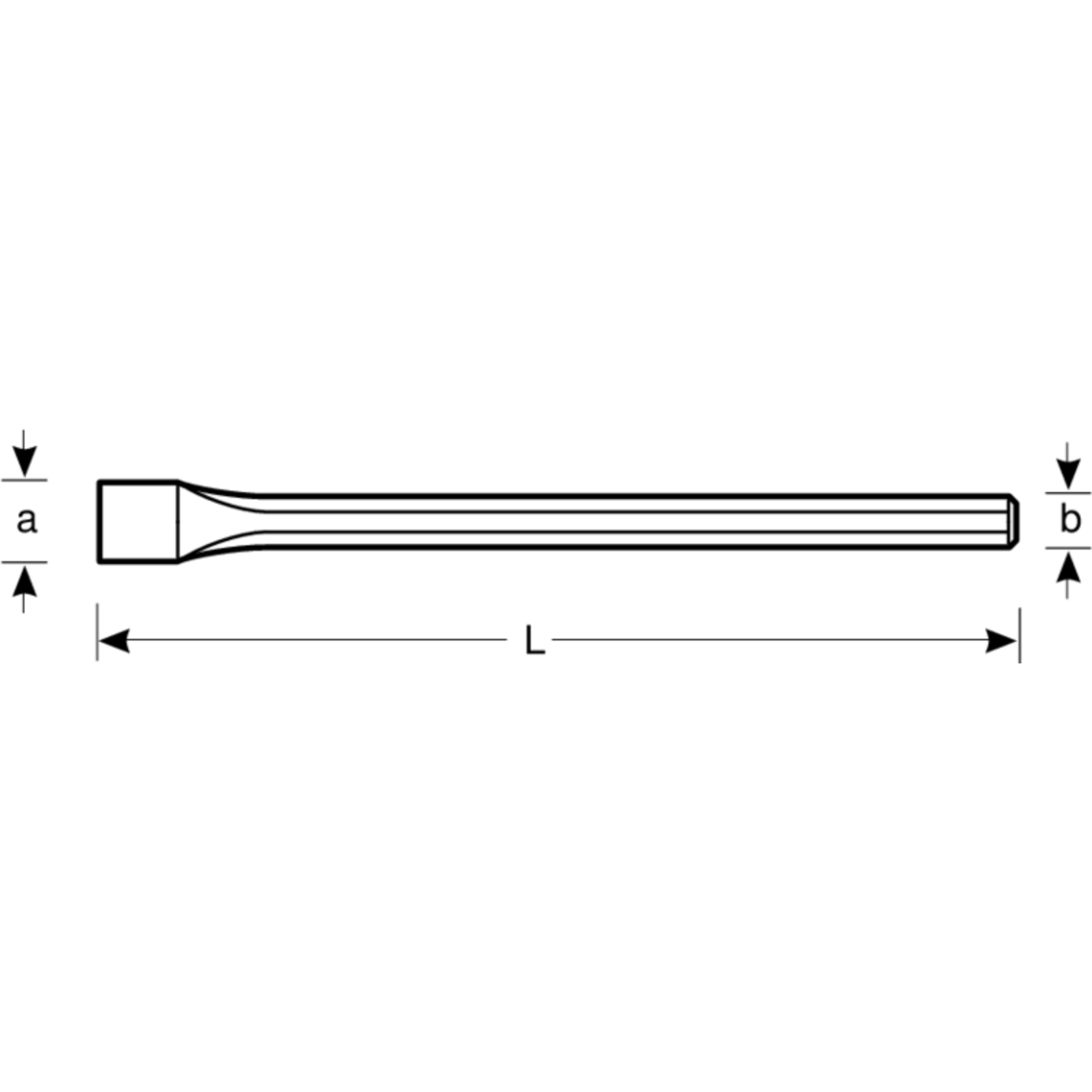Burin à béton lame plate 20 mm corps octogonal verni cuivré 250 mm BAHCO - 3736M-250
