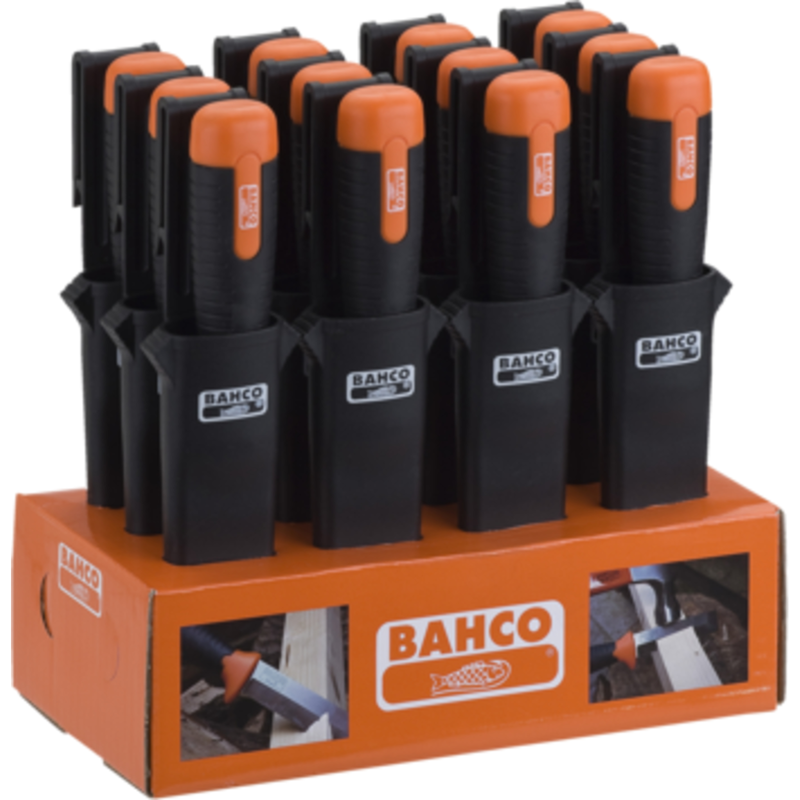 Couteau-ciseau à bois usage intensif lame 25 mm manche caoutchouc BAHCO - 2448