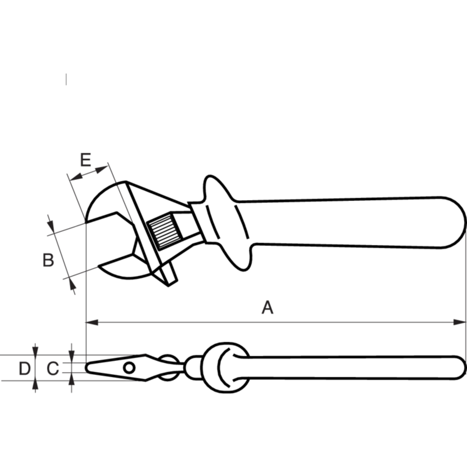 Clé à molette isolée VDE 260 mm vis papillon BAHCO - 8072V