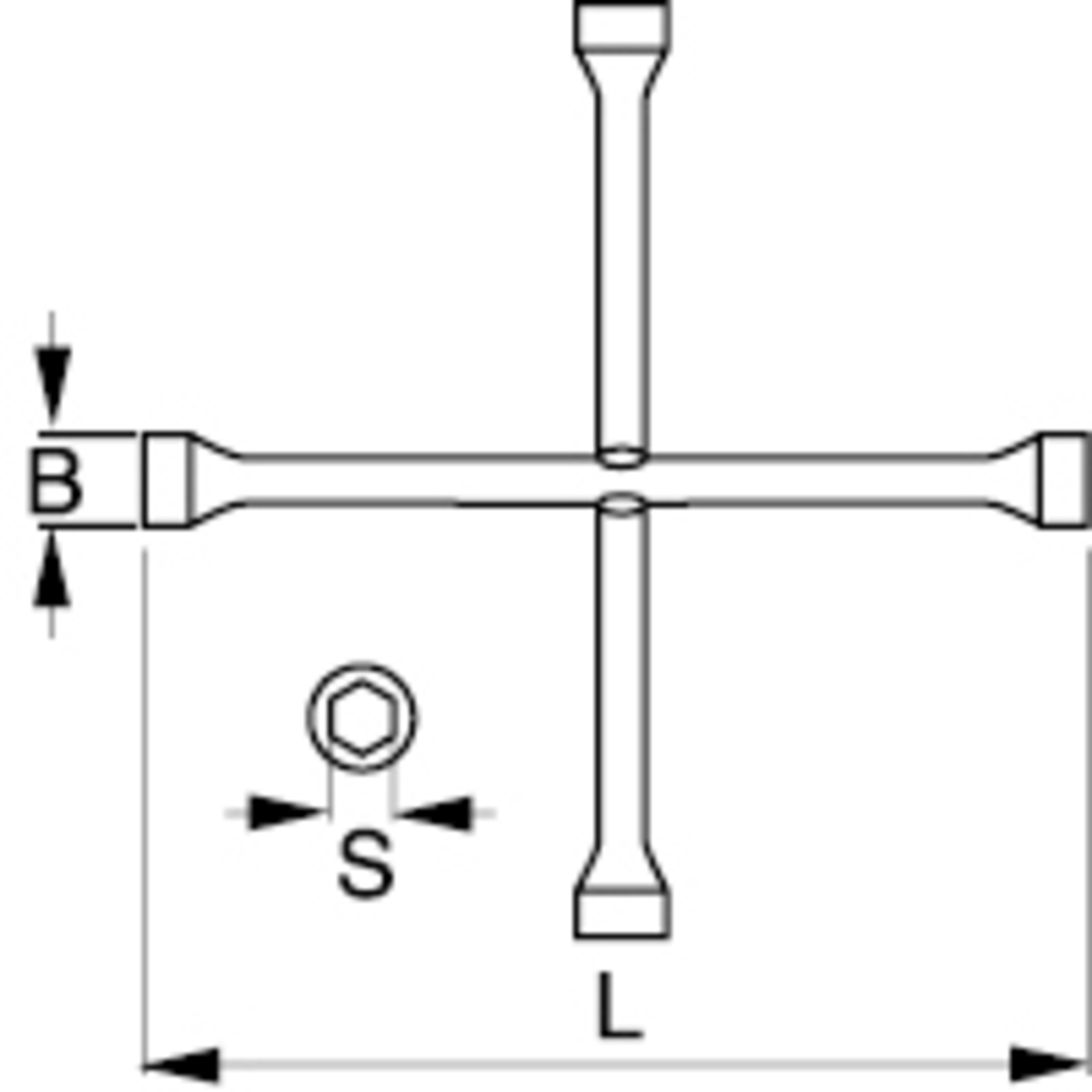 Clé en croix 24 27 32 mm 695 mm acier chromé BAHCO - BWXW2