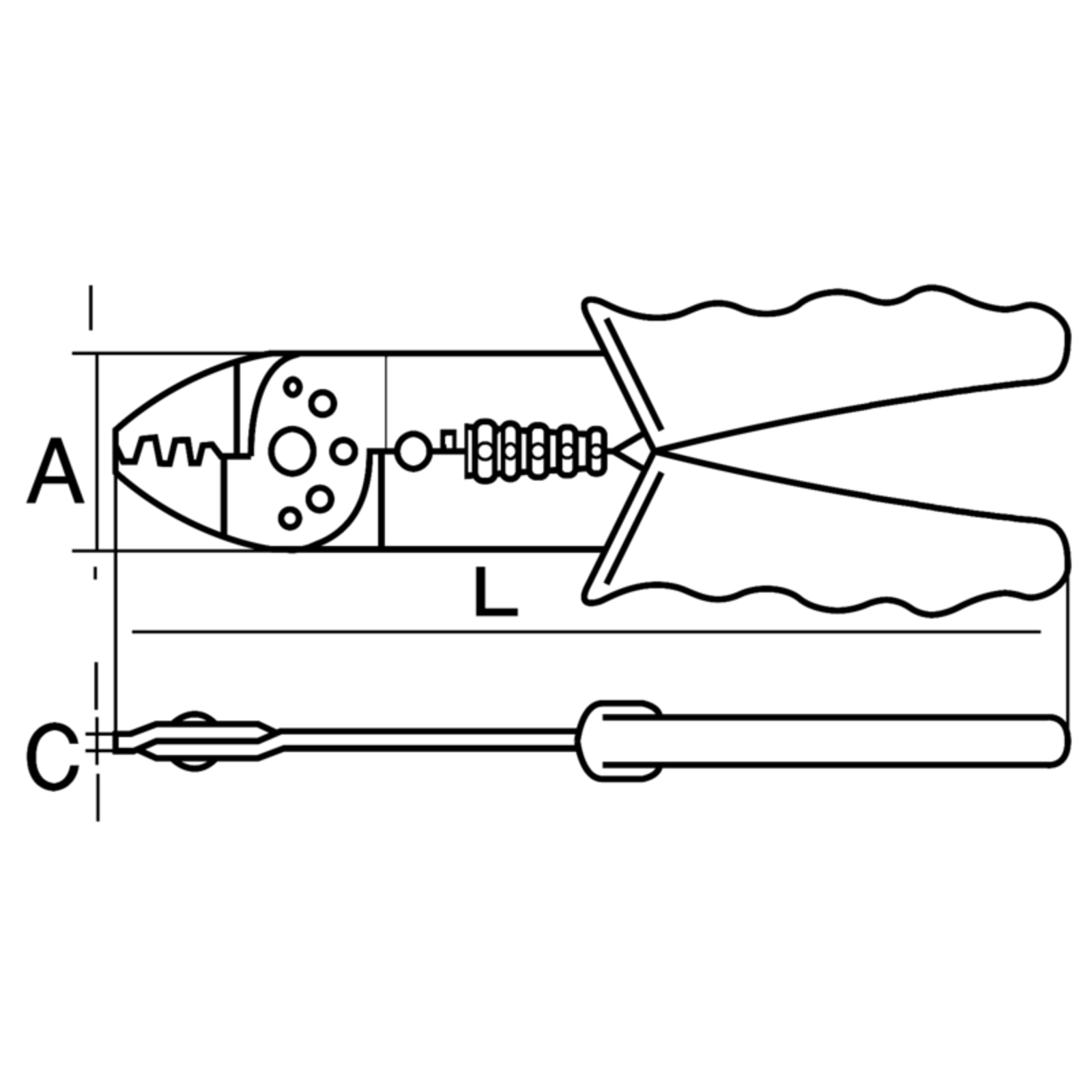 Pince sertissage coupe dénudage 0,75-6 mm² 14-10 AWG poignées vertes BAHCO - CR B 03