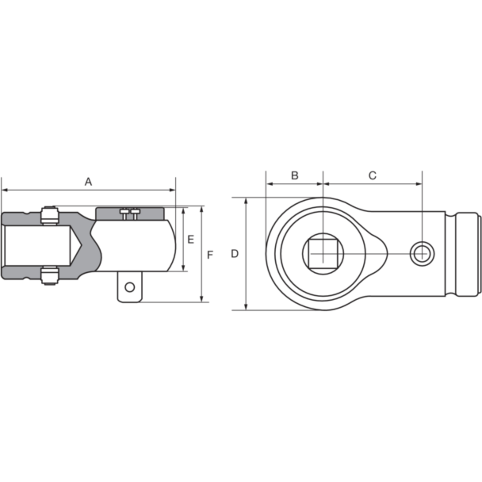 Tête de cliquet rond 45 dents 16 mm carré 1/4