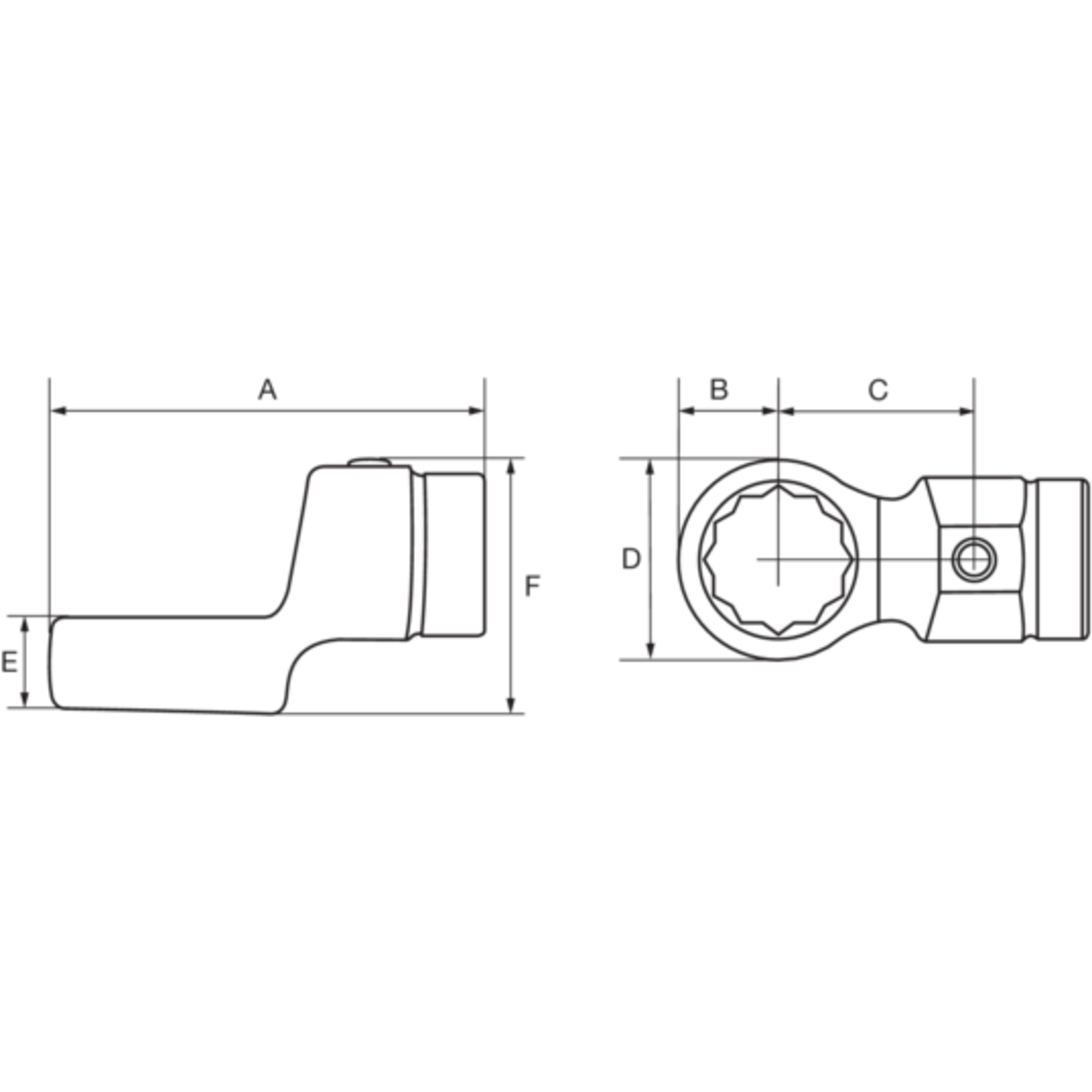 Embout polygonal 16 mm 3/8 in compatible clés 74S-76S BAHCO - 168-3/8