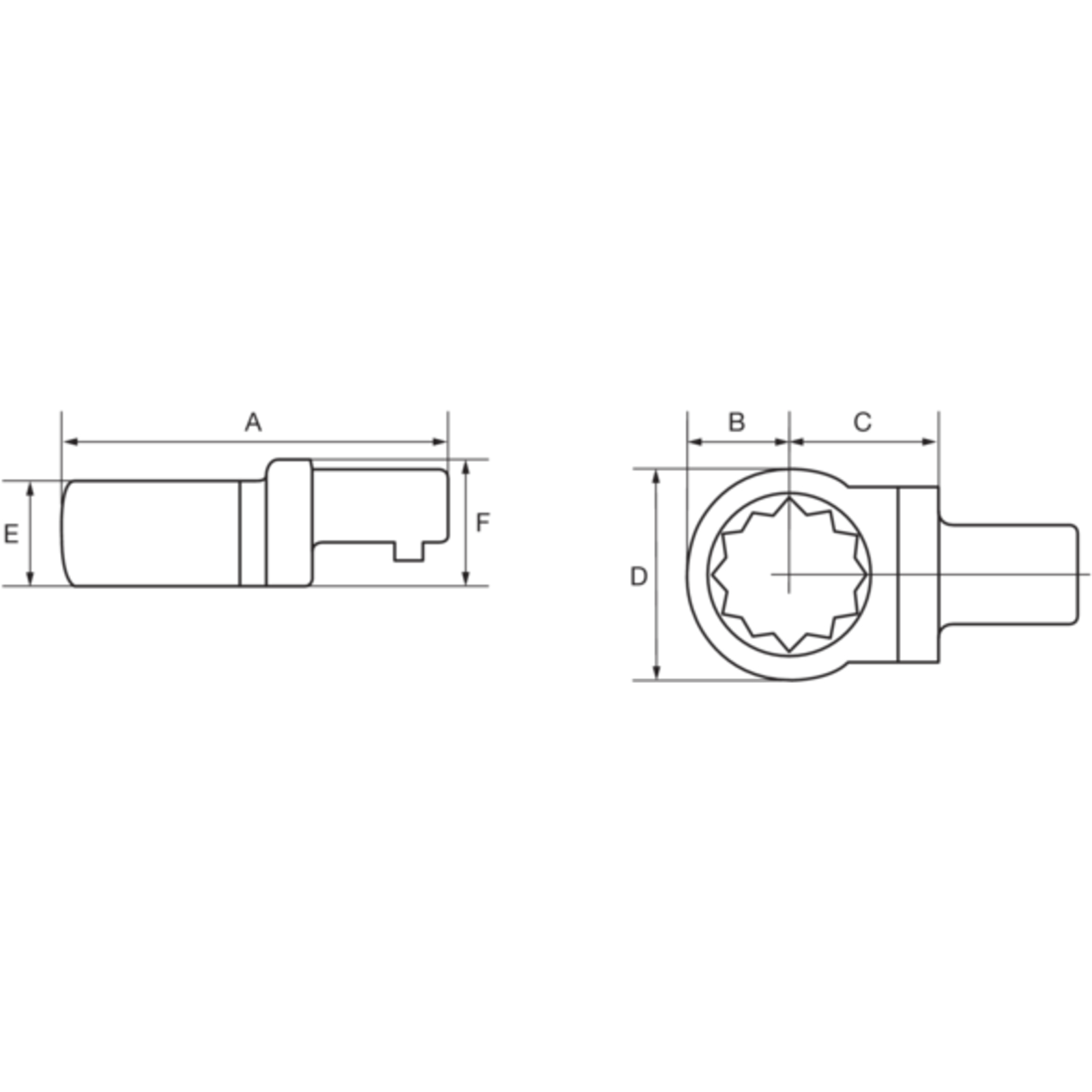 Embout polygonal 32 mm attachement rectangulaire BAHCO - 148-32