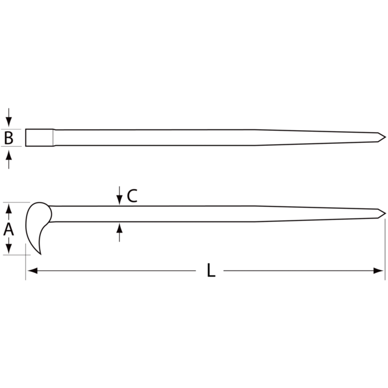 Levier support tête bombée 304 mm phosphaté noir tête polie BAHCO - 3681-11