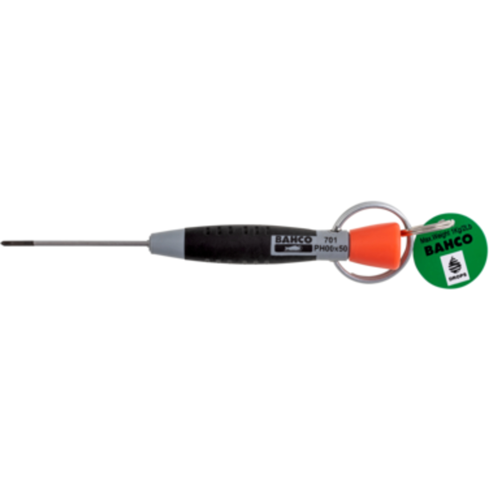 Tournevis de précision Phillips PH00 50 mm avec anneau sécurité inox BAHCO - TAH701-00-50