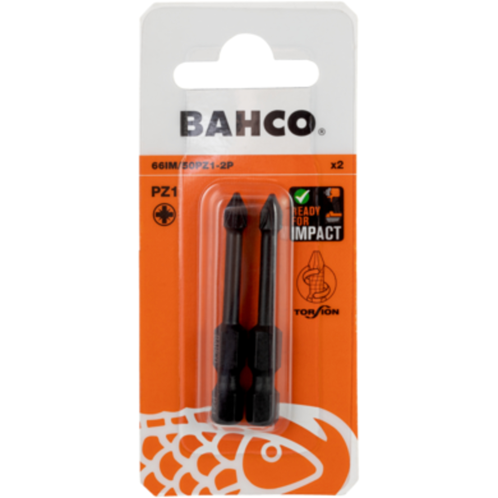 Jeu d'embouts à choc Pozidriv PZ2 50 mm 10 pcs BAHCO - 66IM/50PZ2-10P