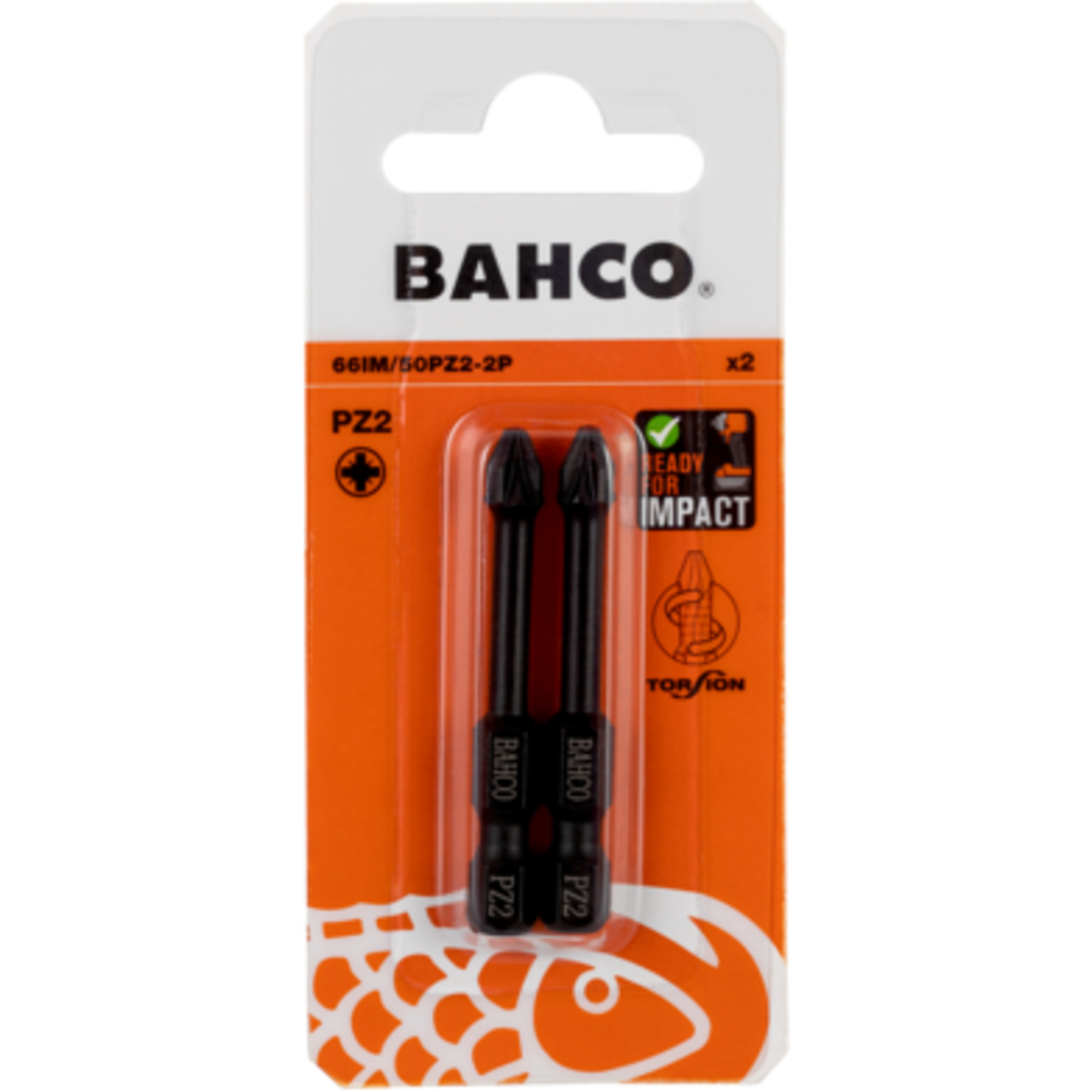 Jeu d'embouts à choc Pozidriv PZ2 50 mm 10 pcs BAHCO - 66IM/50PZ2-10P