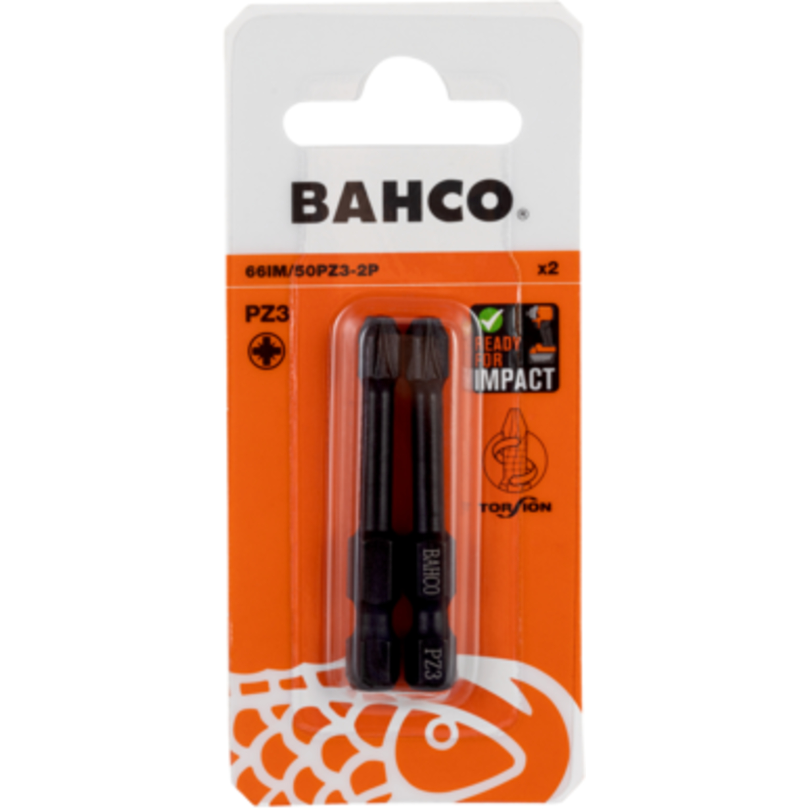 Jeu d'embouts à choc Pozidriv PZ2 50 mm 10 pcs BAHCO - 66IM/50PZ2-10P