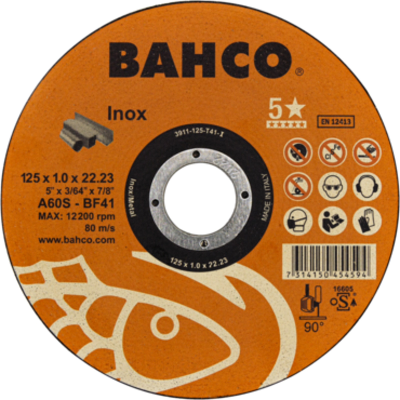 Disque à tronçonner inox 115 x 1 mm 22,23 mm haute performance BAHCO - 3911-115-T41-I