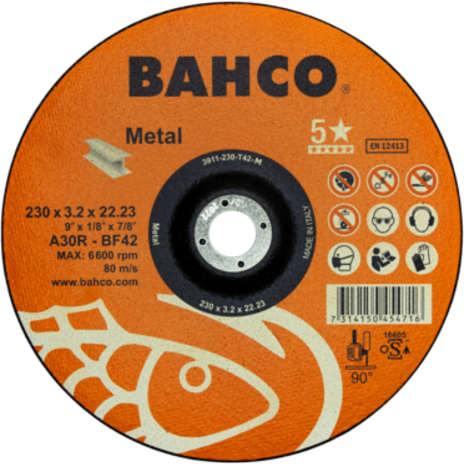 Disque à tronçonner métal 115 x 2,5 x 22,23 mm haute performance BAHCO - 3911-115-T42-M