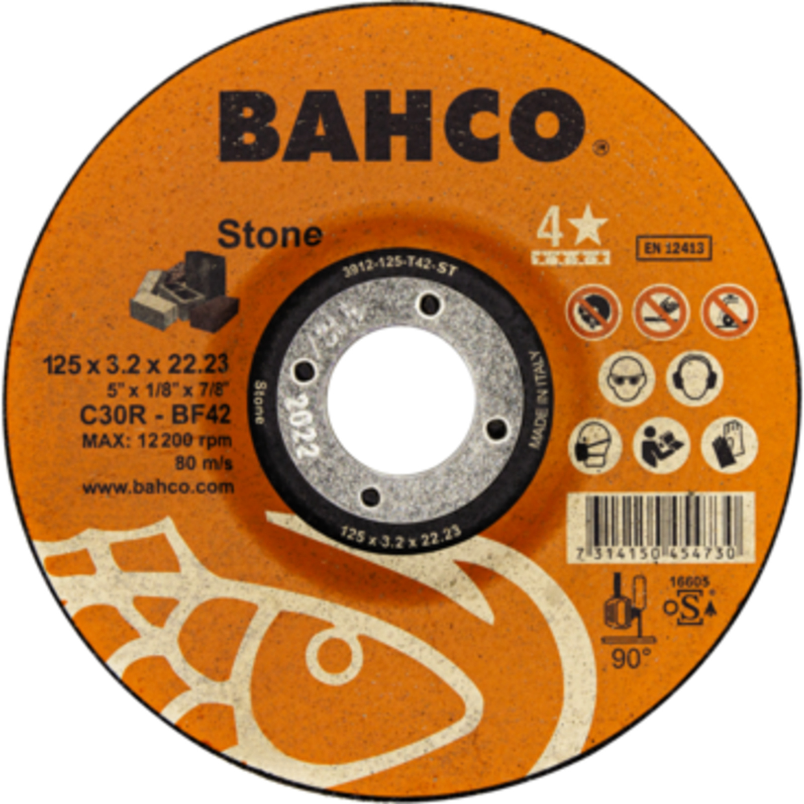 Disque à tronçonner minéraux 115 x 3.2 x 22.23 mm haute performance BAHCO - 3912-115-T42-ST