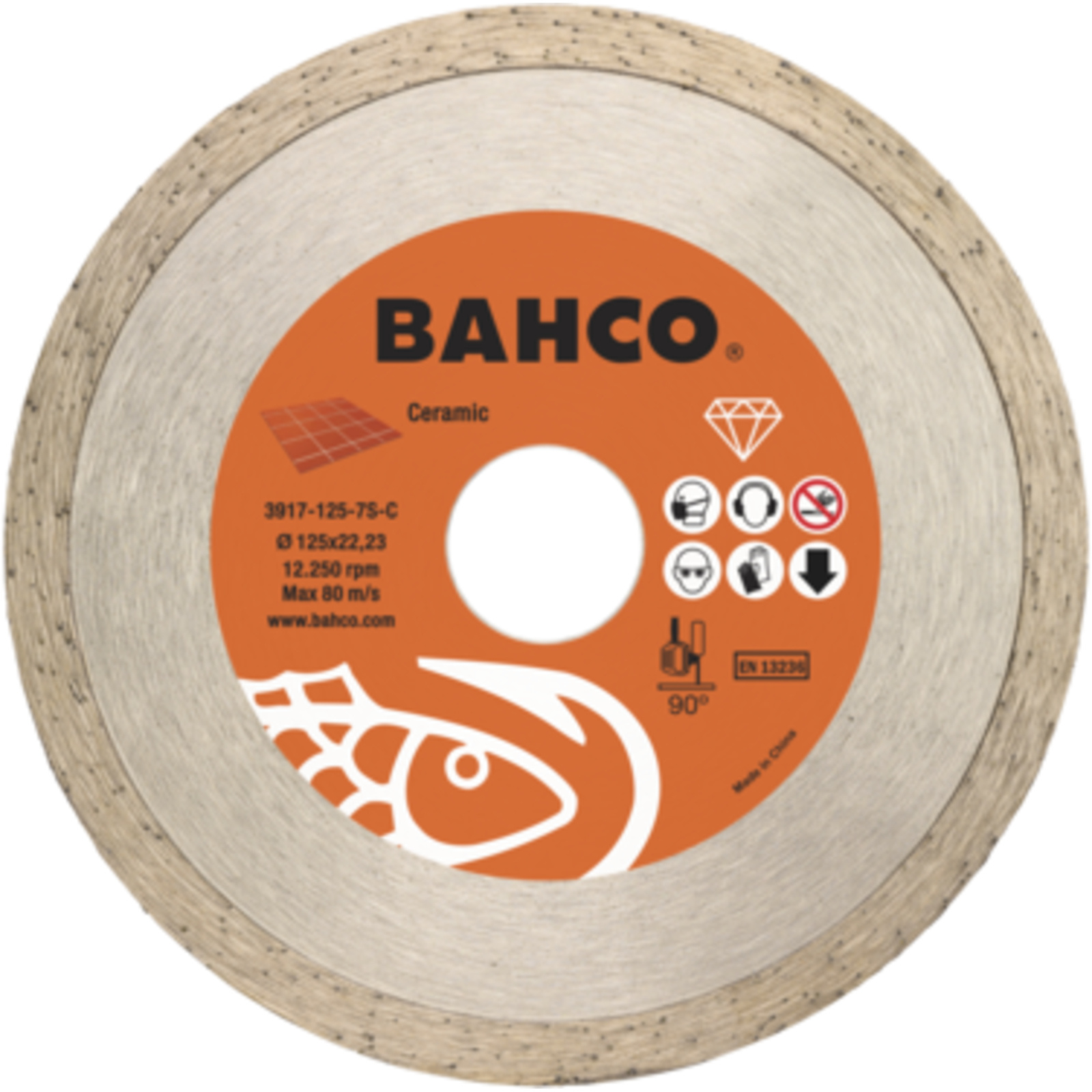 Disque diamant coupe carrelage et céramique 115 mm 1.2 mm jante continue BAHCO - 3916-115-10P-CE
