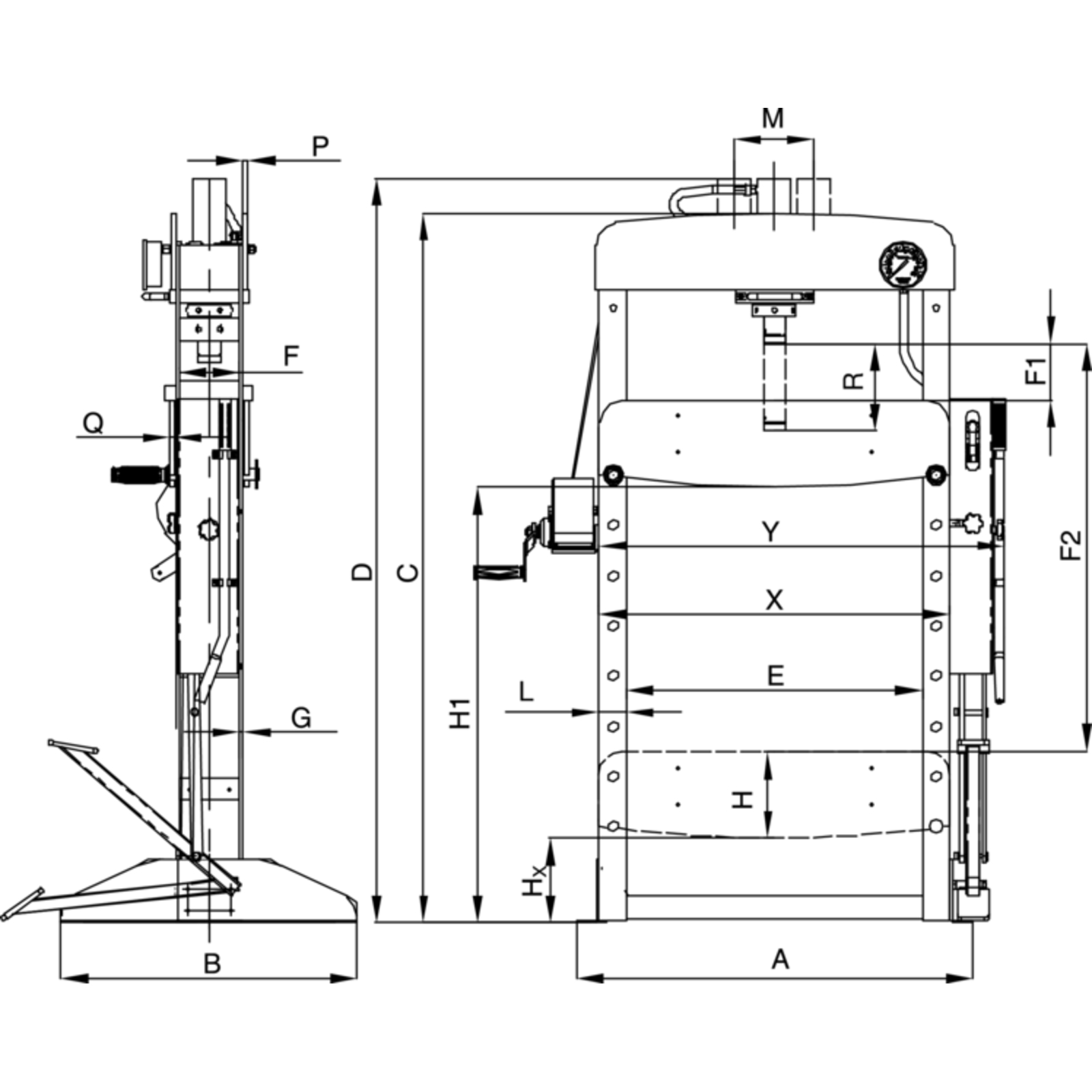 Presse hydraulique 30 T usage intensif avec supports en V BAHCO - BH730