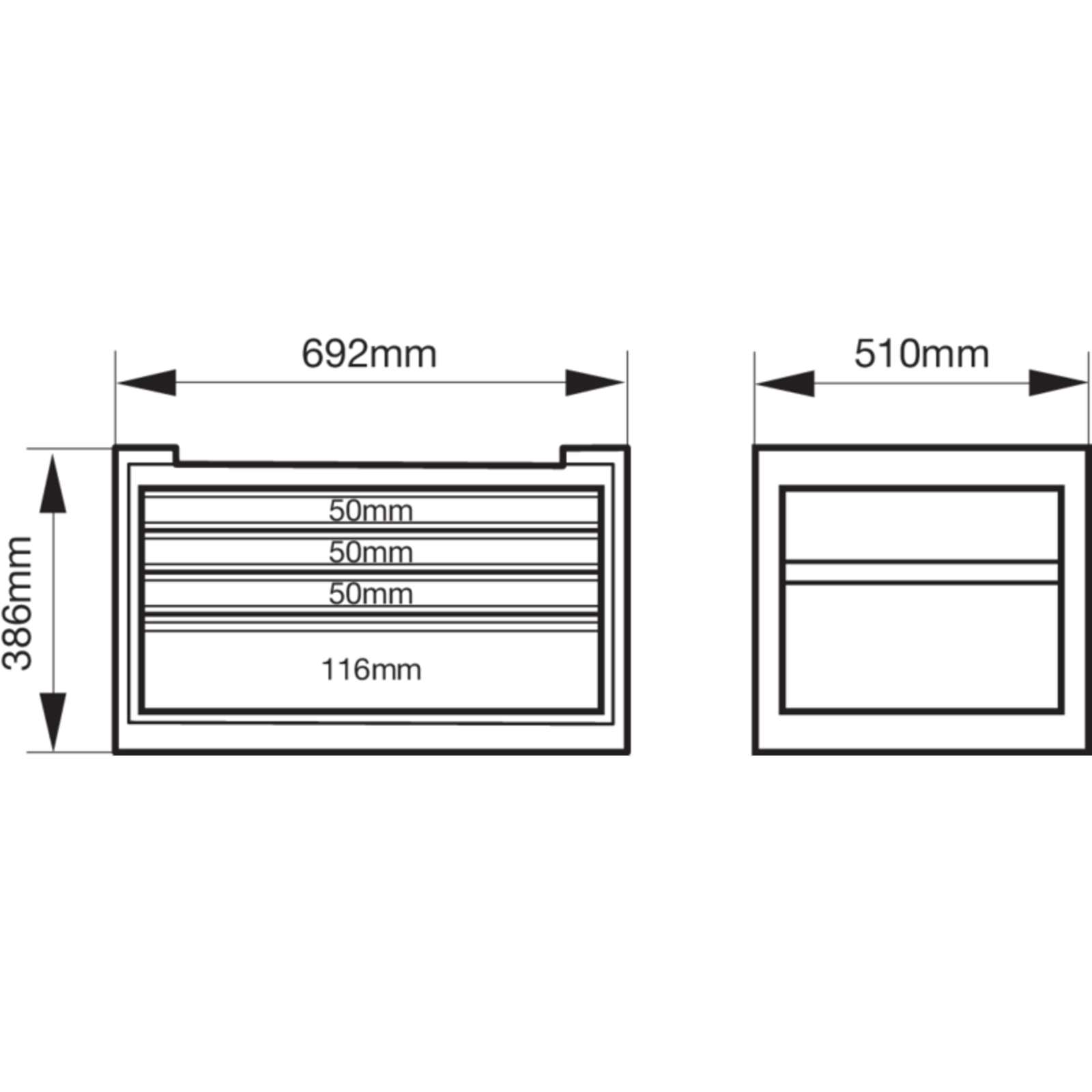 Coffre à tiroirs 4 tiroirs 693 x 510 x 396 mm capacité 30 kg par tiroir BAHCO - 1482K4BLACK
