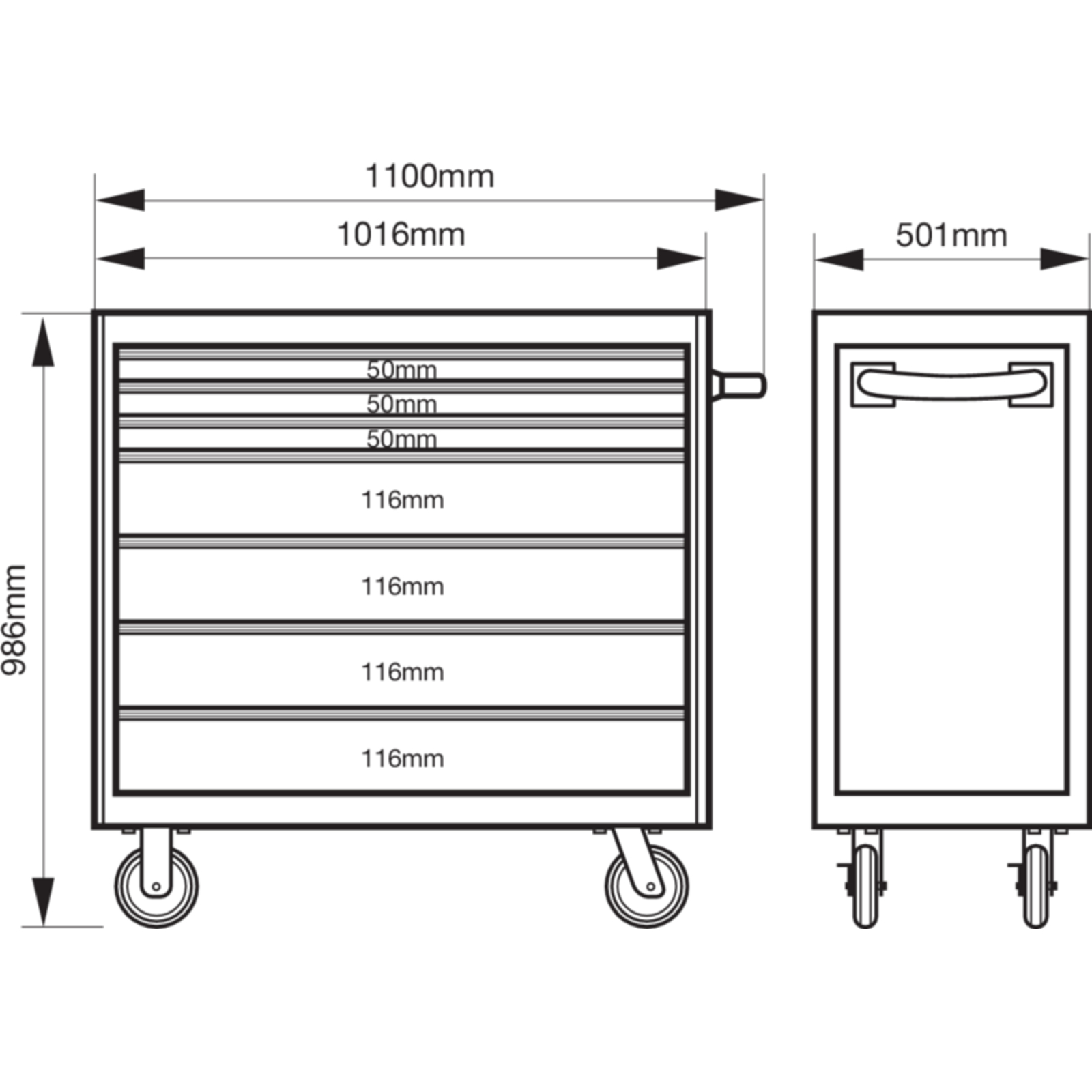 Servante 7 tiroirs acier inox 40