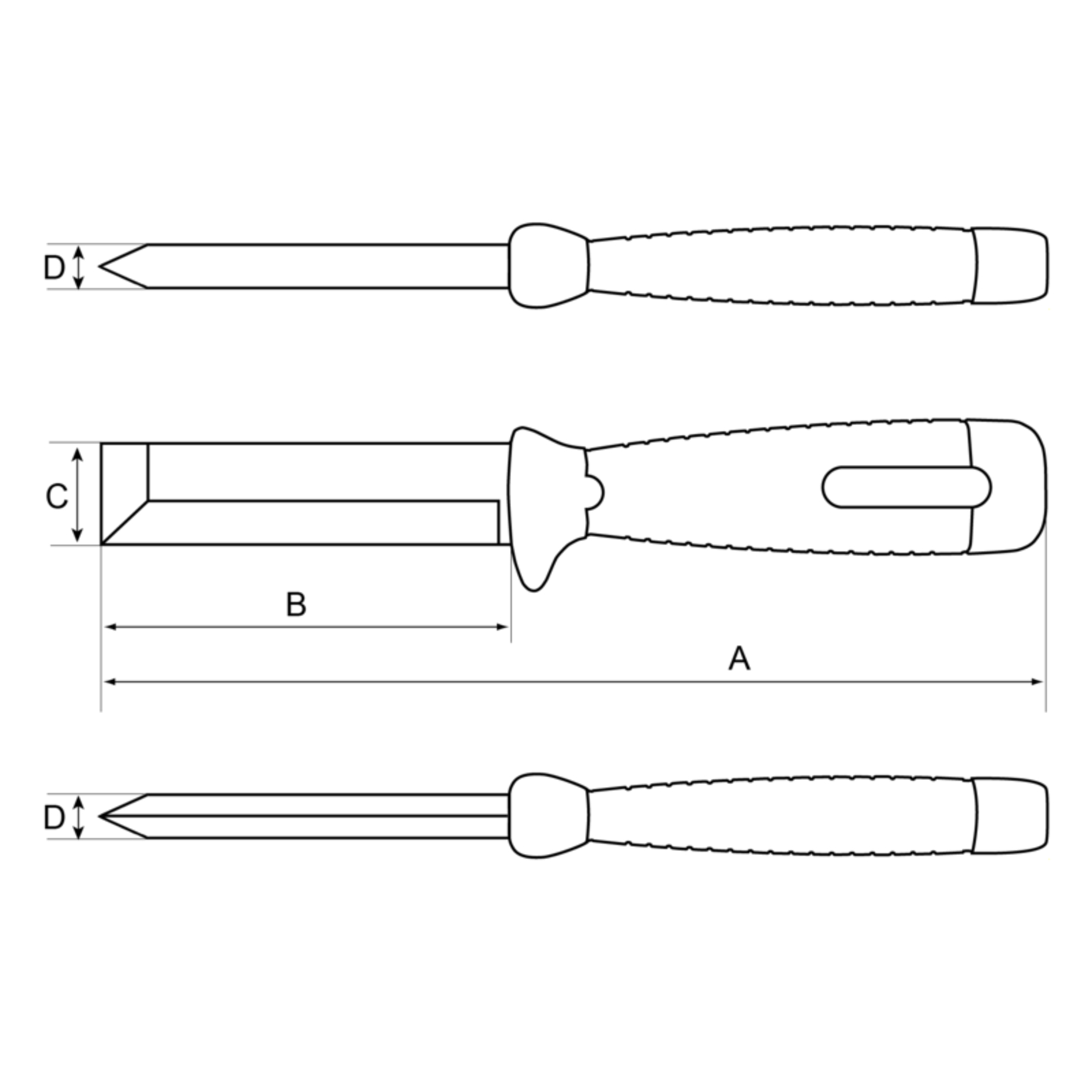 Couteau-ciseau à bois usage intensif lame 25 mm manche caoutchouc BAHCO - 2448