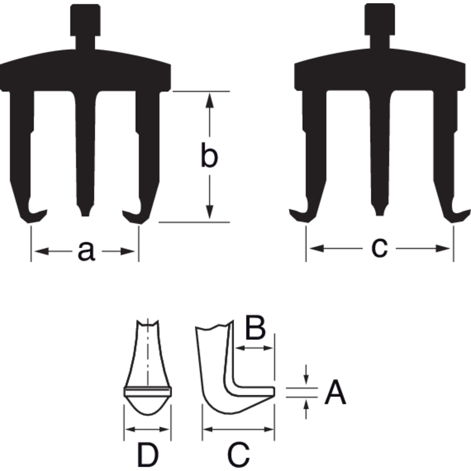 Extracteur universel 2 griffes 80-250 mm broche trempée galvanisé BAHCO - 4532-E