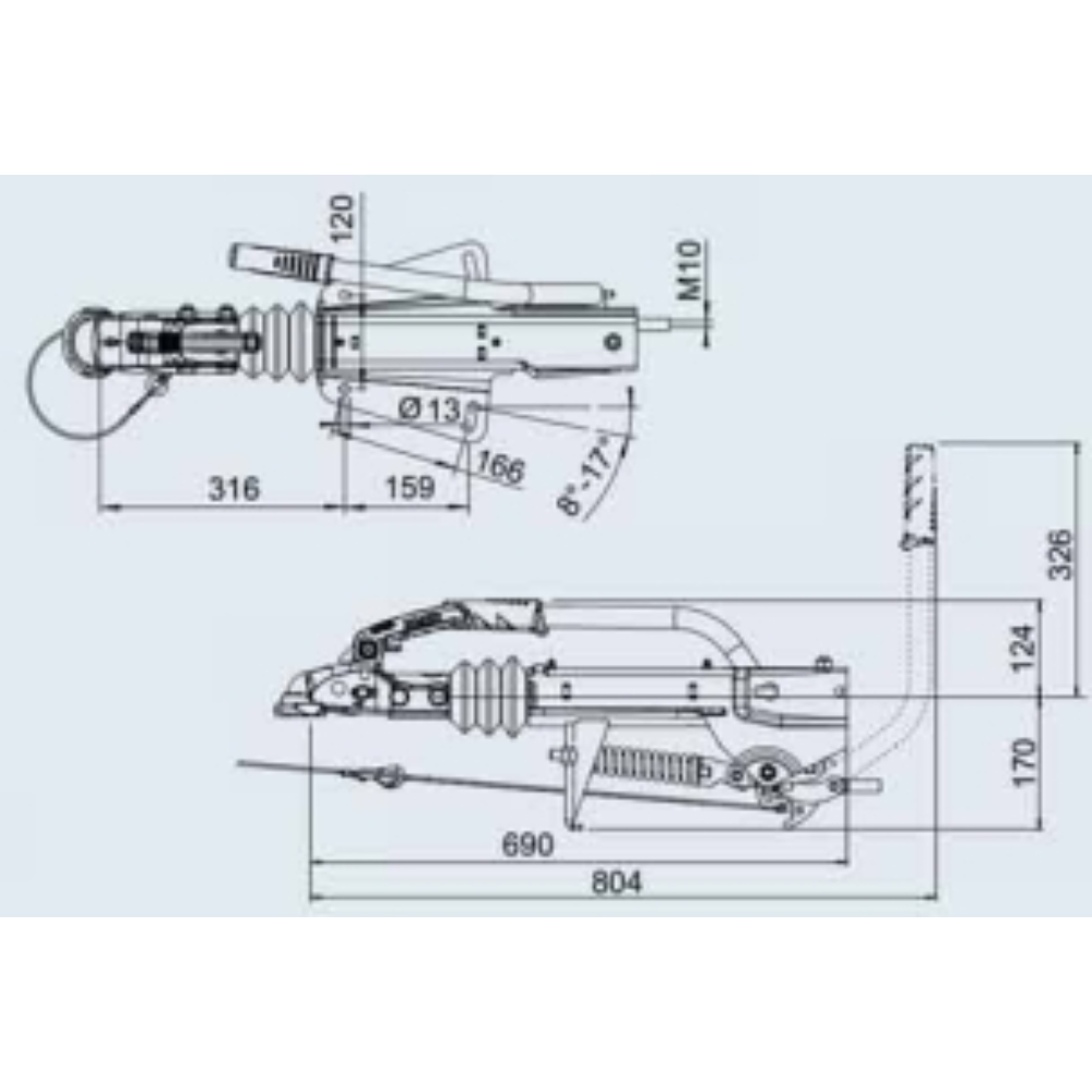 COMMANDE DE FREINAGE AVEC SEMELLE EN V - 950/1600KGS - ALKO - 18095