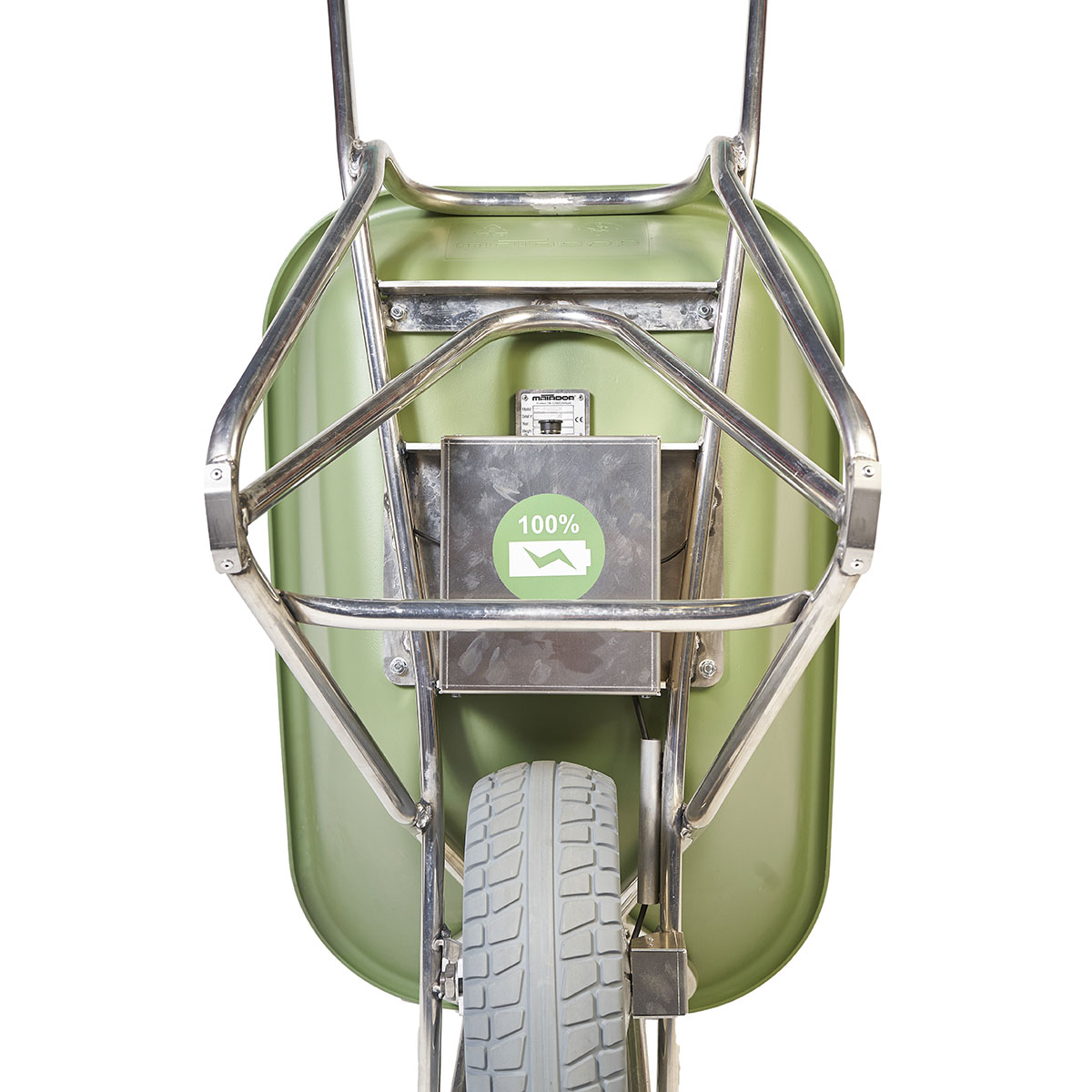 BROUETTE ELECTRIQUE VERTE 90L MATADOR - ROUE INCREVABLE, CHARGE 250KG - 18182