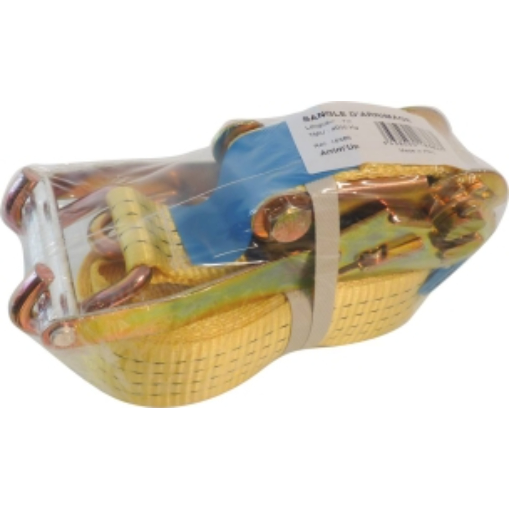 SANGLE D'ARRIMAGE 50MM 12M 4T CLIQUET +CROCHET BORD DE RIVE - ARRIMUP - 18392