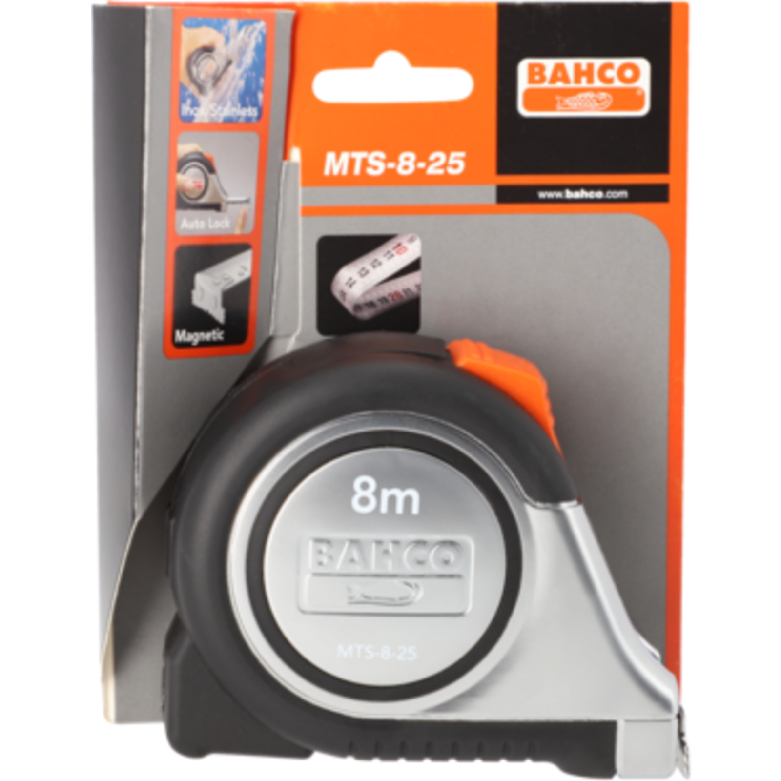 Mètre ruban double face 5 m 25 mm avec poignée caoutchouc BAHCO - MTS-5-25-E