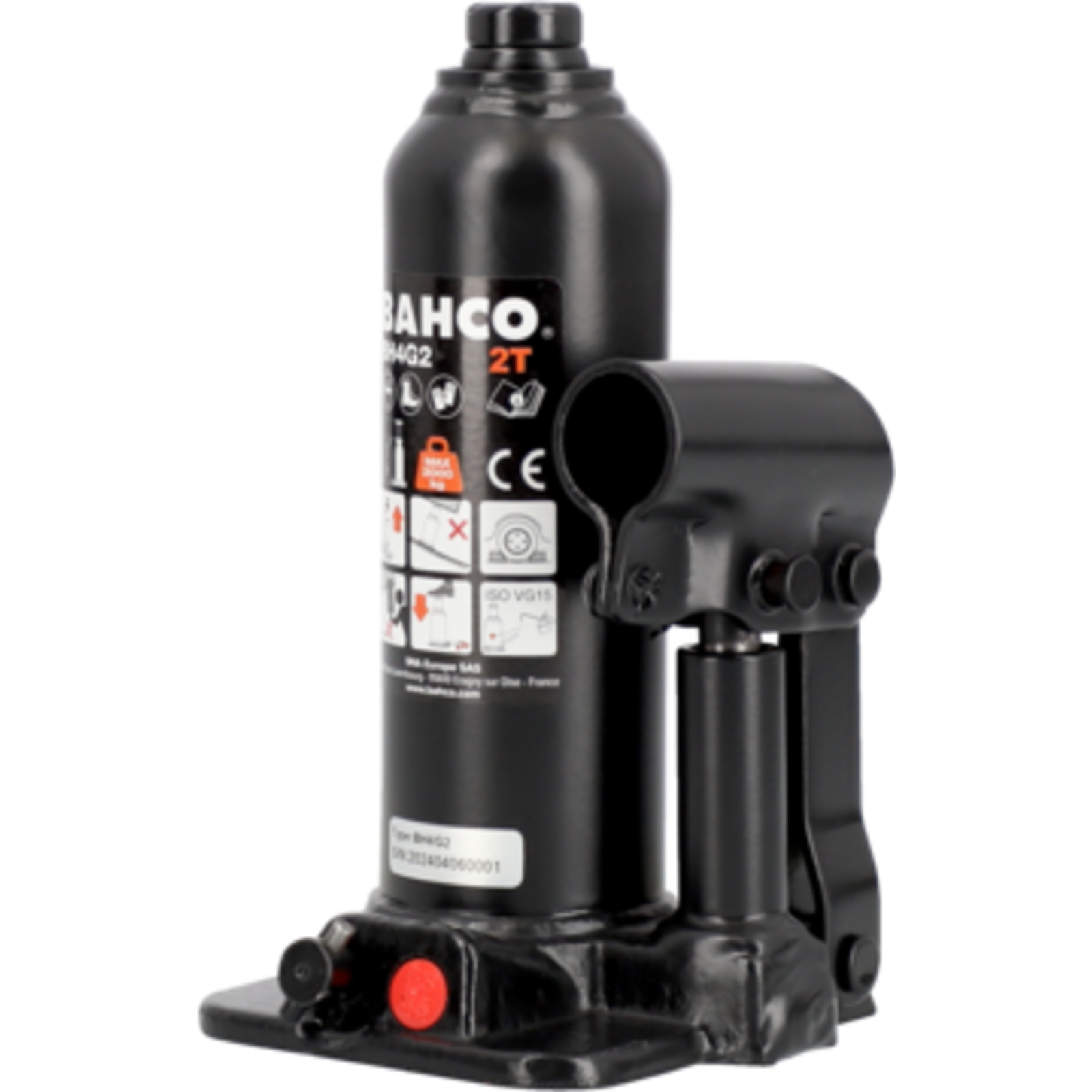 Cric bouteille hydraulique 2T 181-344 mm avec vis d'extension BAHCO - BH4G2