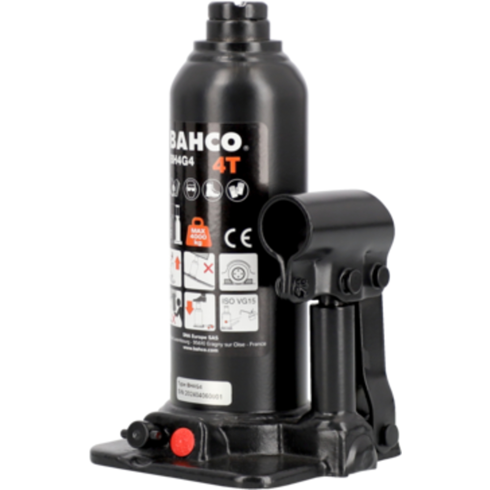 Cric bouteille hydraulique 2T 181-344 mm avec vis d'extension BAHCO - BH4G2
