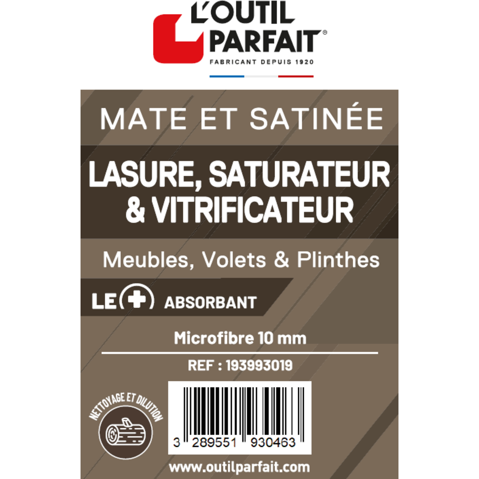 Rouleau pour traitement du bois microfibre polyester 10 mm monture 29 cm L'OUTIL PARFAIT - 193993029