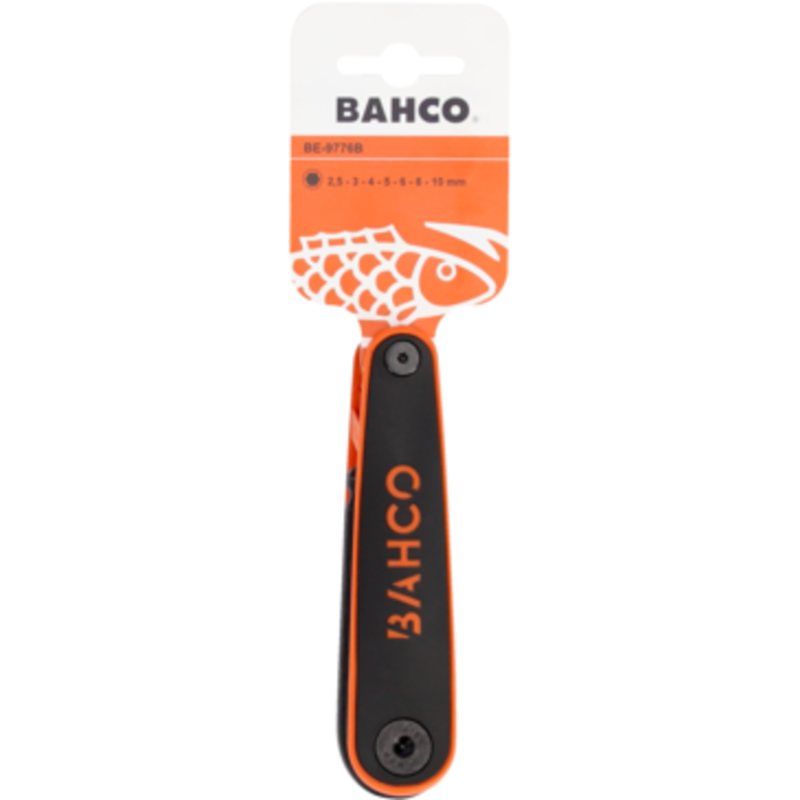 Jeu de clés mâles 6 pans tête sphérique repliable métrique 7 pcs manche bimatière BAHCO - BE-9776B