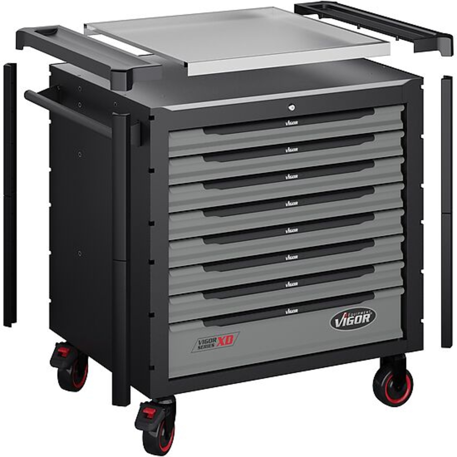 Servante d'atelier séries XD extra-profonde plateau de travail en acier inoxydable avec assortiment  VIGOR - V4481-XD/469