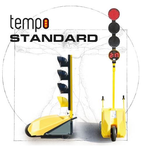 JEU DE 2 FEUX TRICOLORES DE CHANTIER TEMPO AVEC TÉLÉCOMMANDE ET BATTERIES