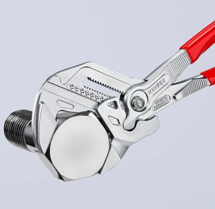 Pince cle 300mm chromée, gainées en plastique - Sur carte - KNIPEX - 8603300SB